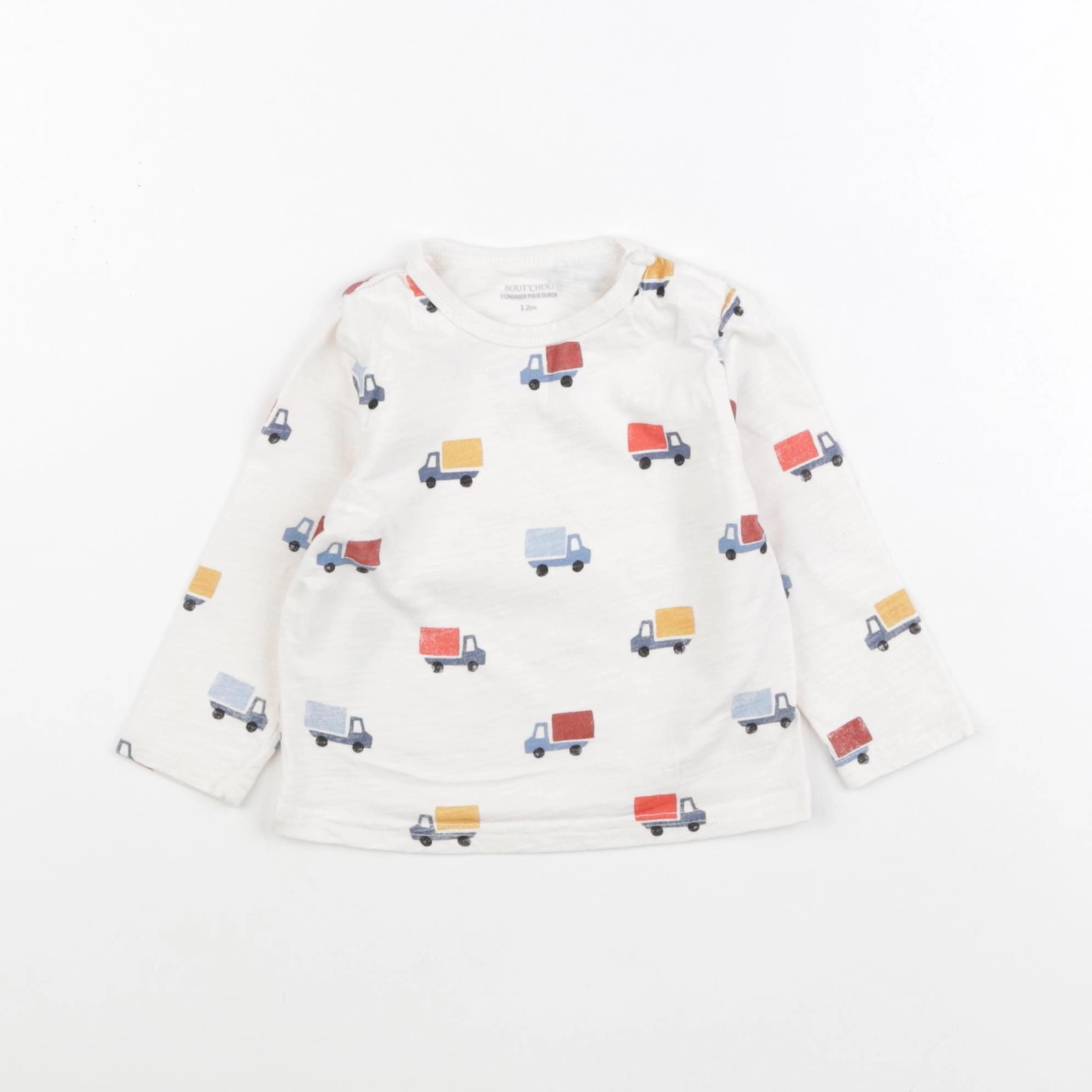 Boutchou - tee-shirt blanc, multicolore - 12 mois