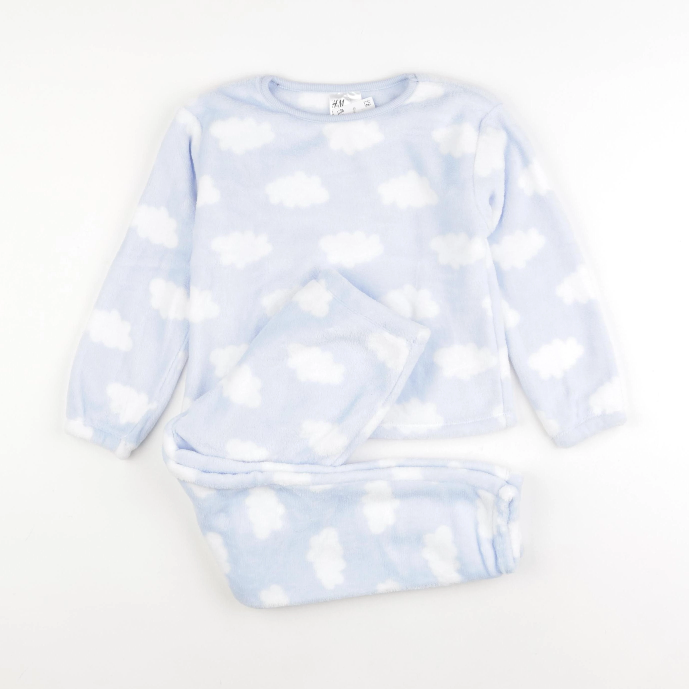 H&M - pyjama velours bleu, blanc - 4/6 ans