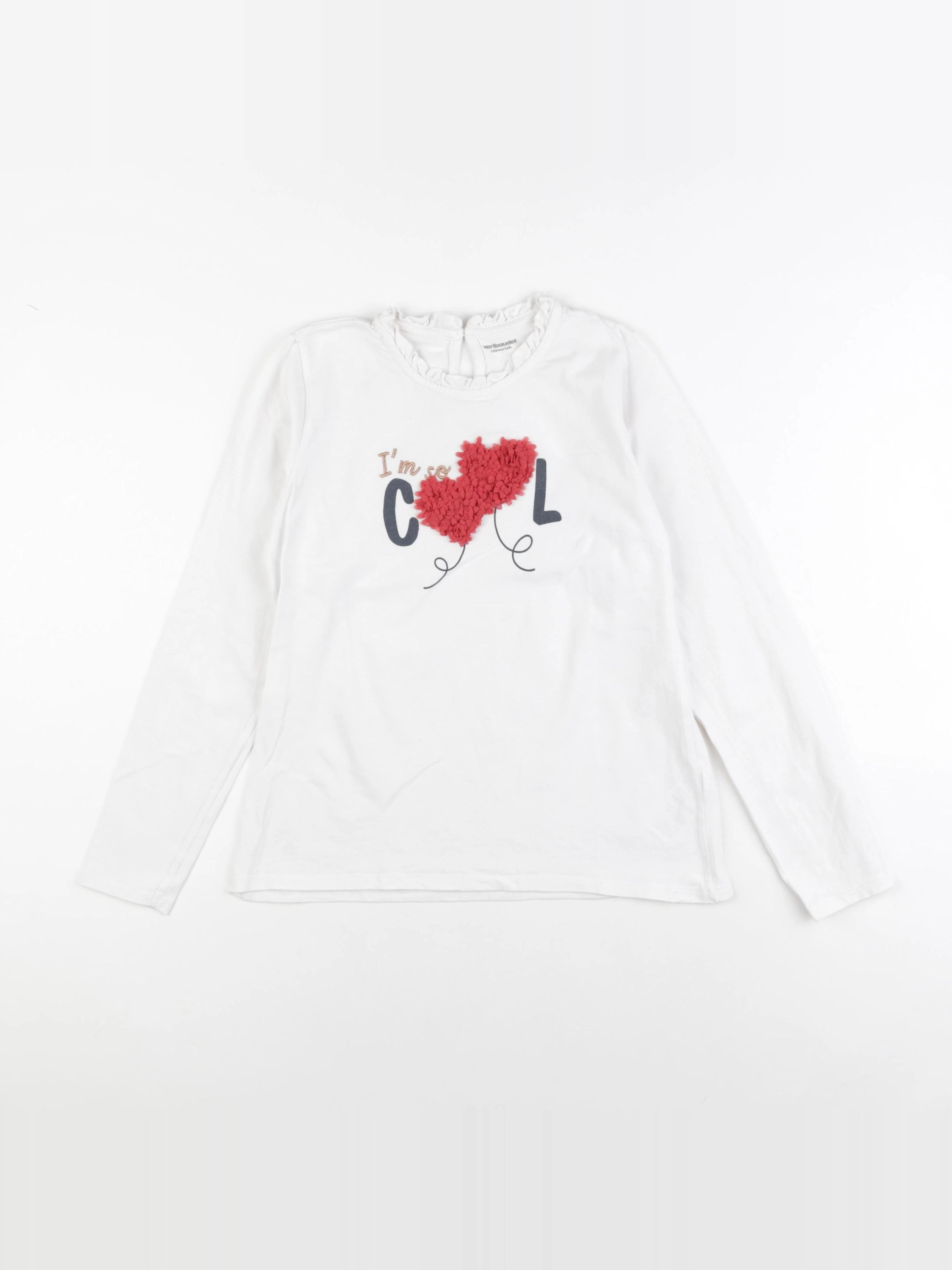 Vertbaudet - tee-shirt blanc, rouge - 12 ans