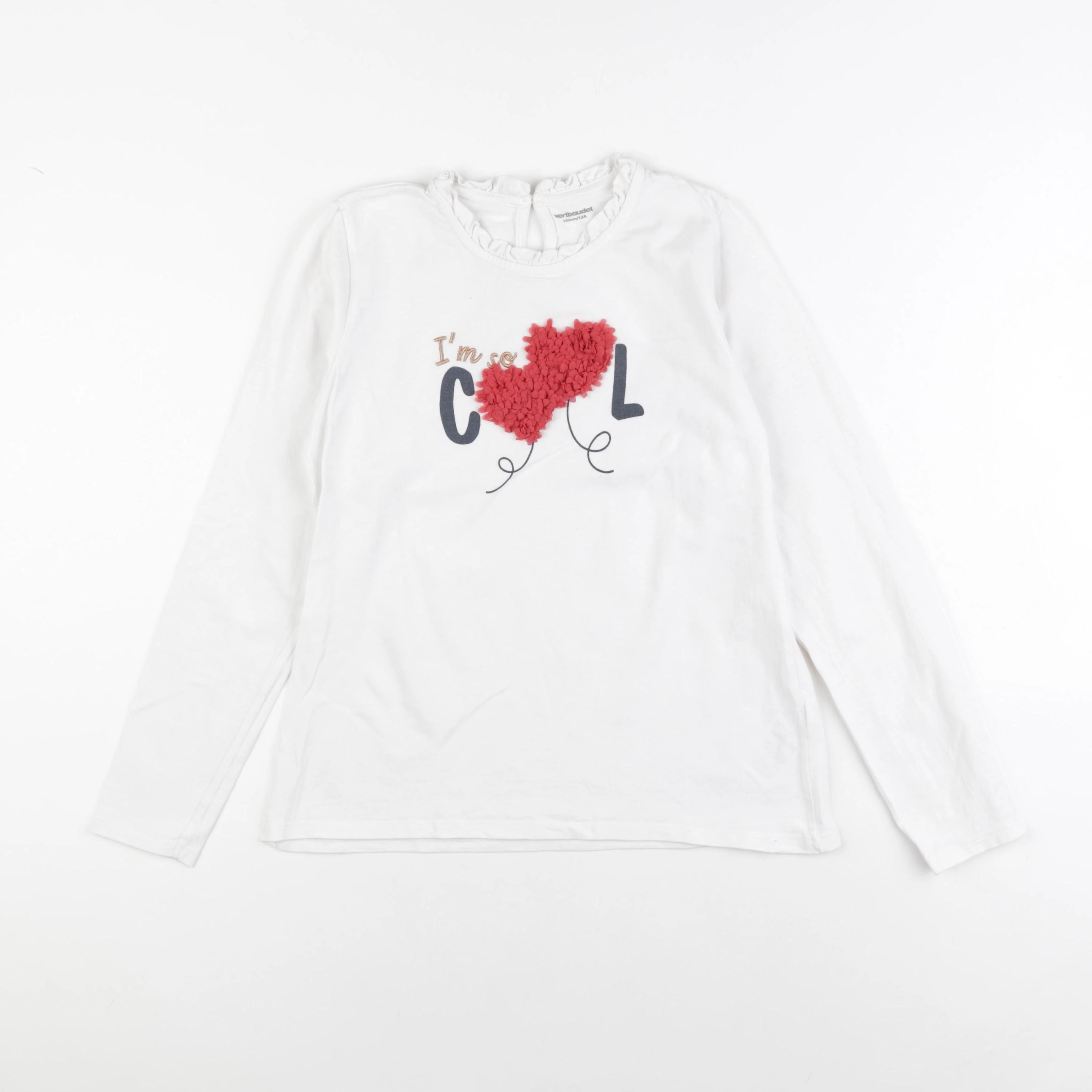 Vertbaudet - tee-shirt blanc, rouge - 12 ans