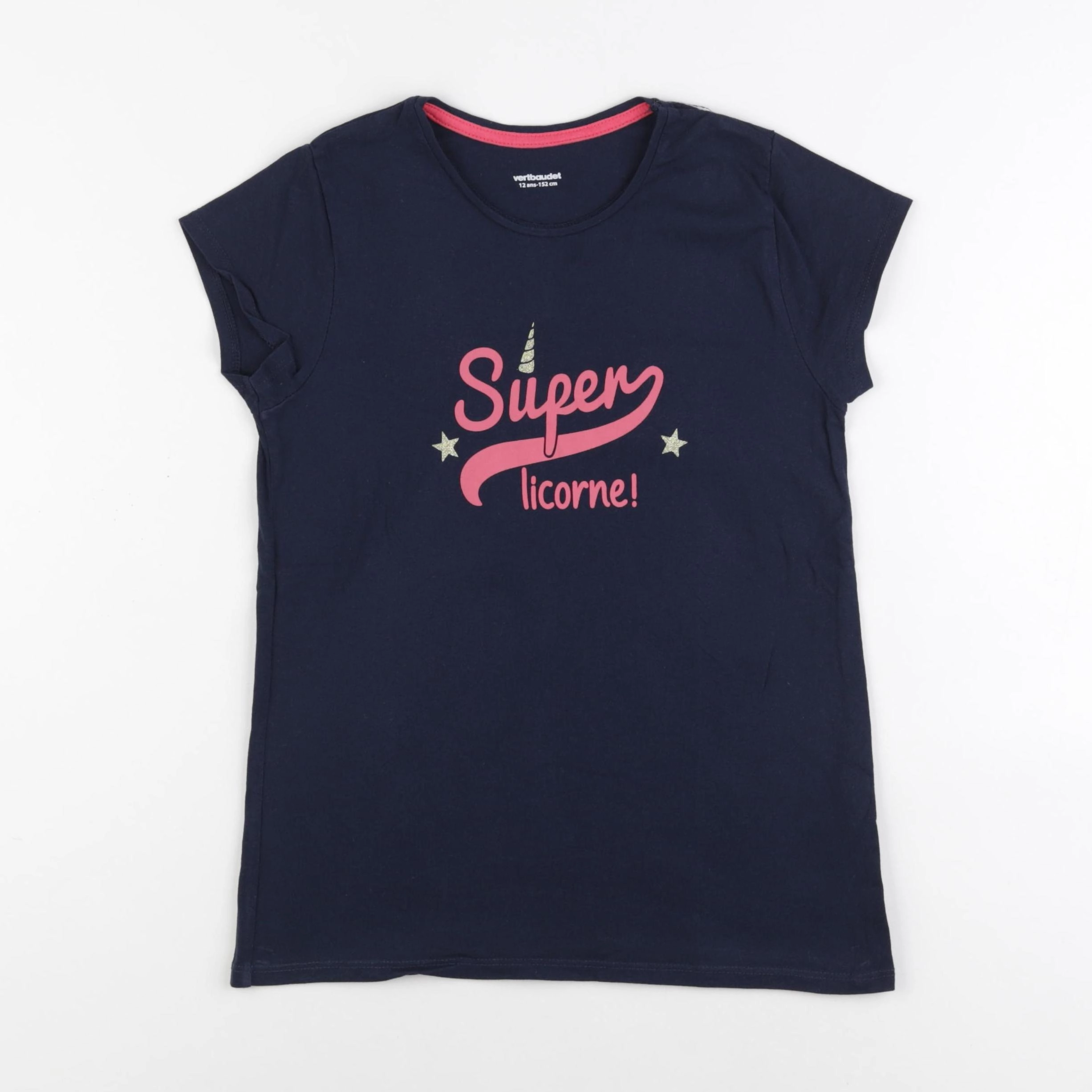 Vertbaudet - tee-shirt bleu, rose - 12 ans