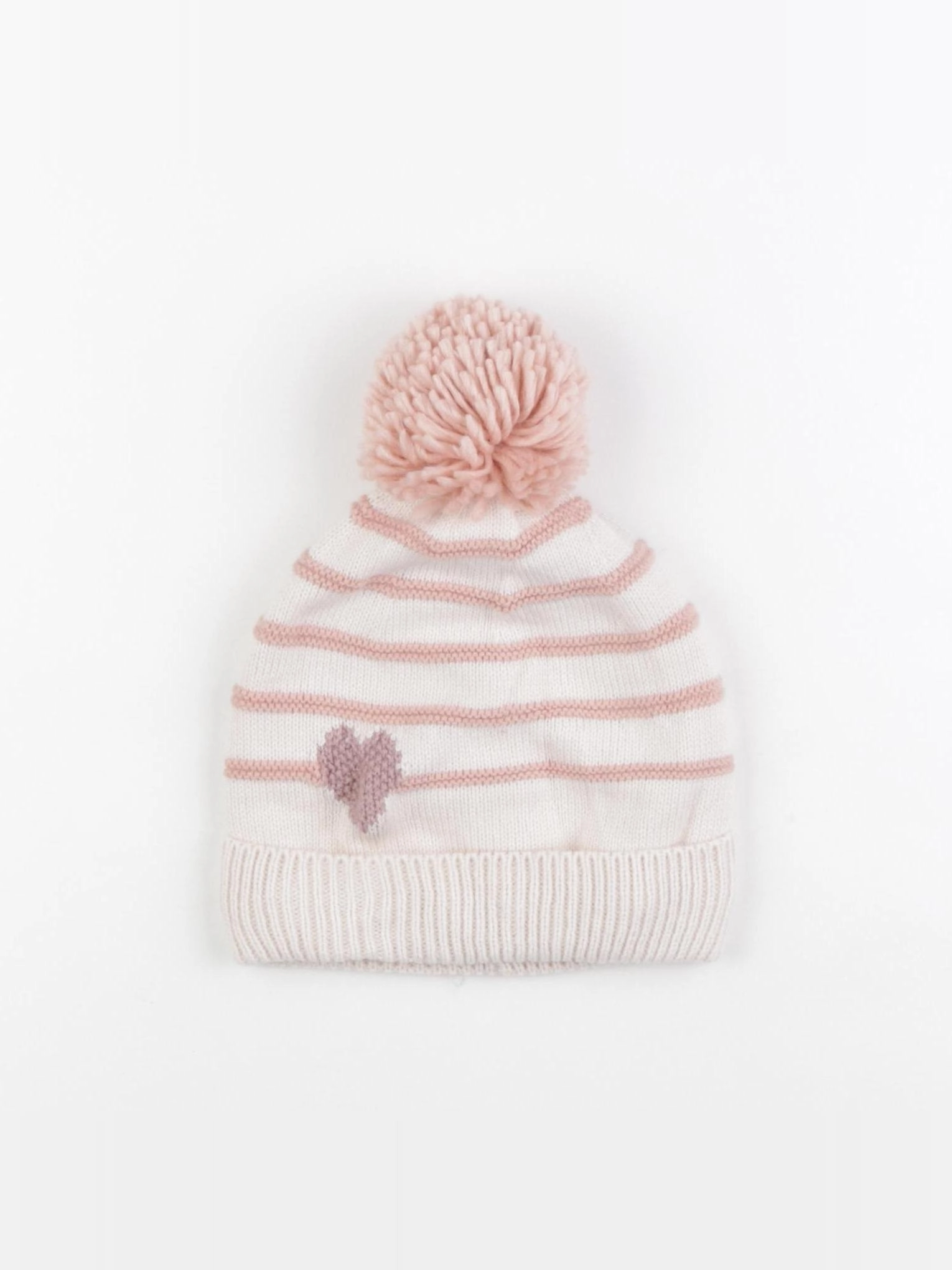 Vertbaudet - bonnet blanc, rose - 12/14 ans