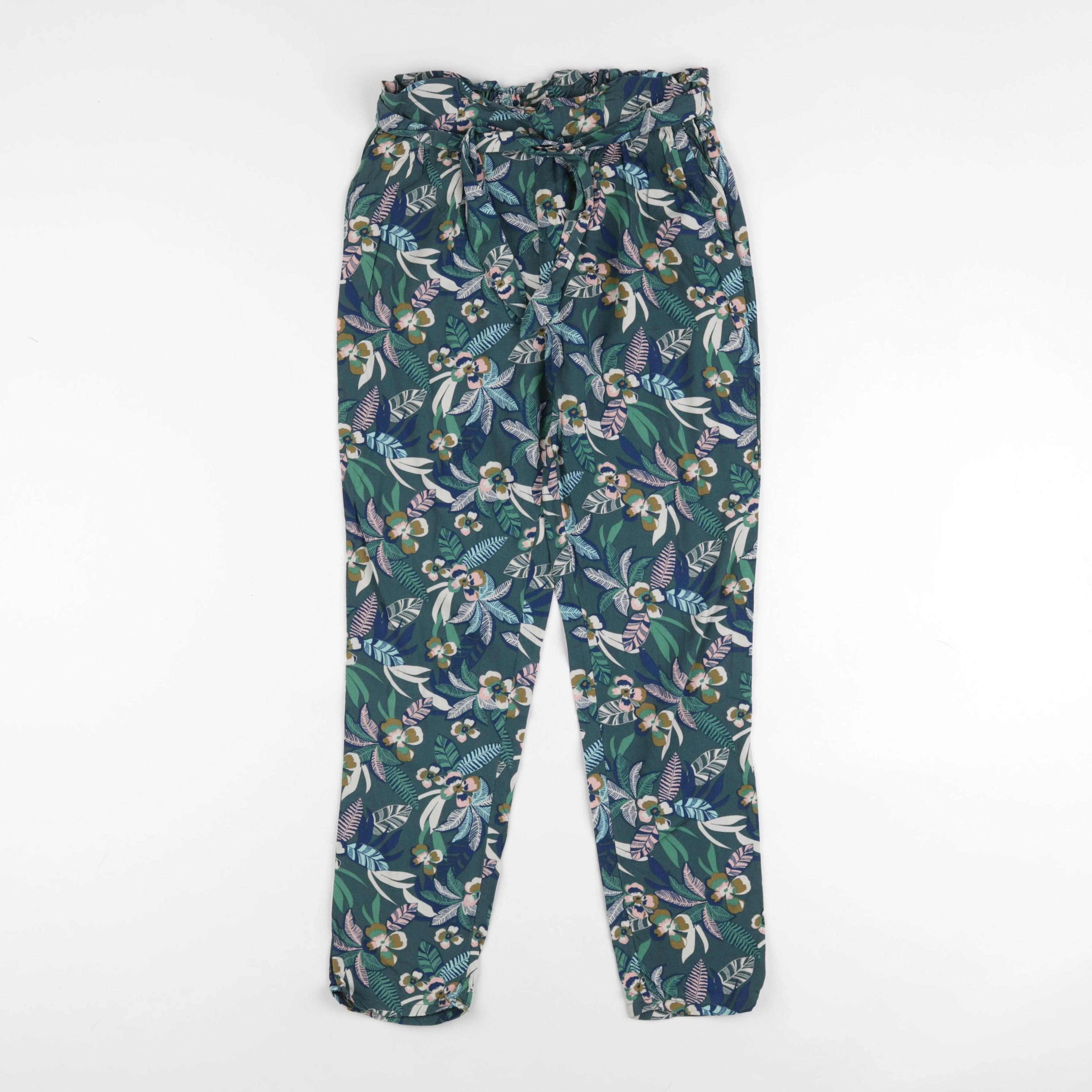 Vertbaudet - pantalon vert, rose - 11/12 ans