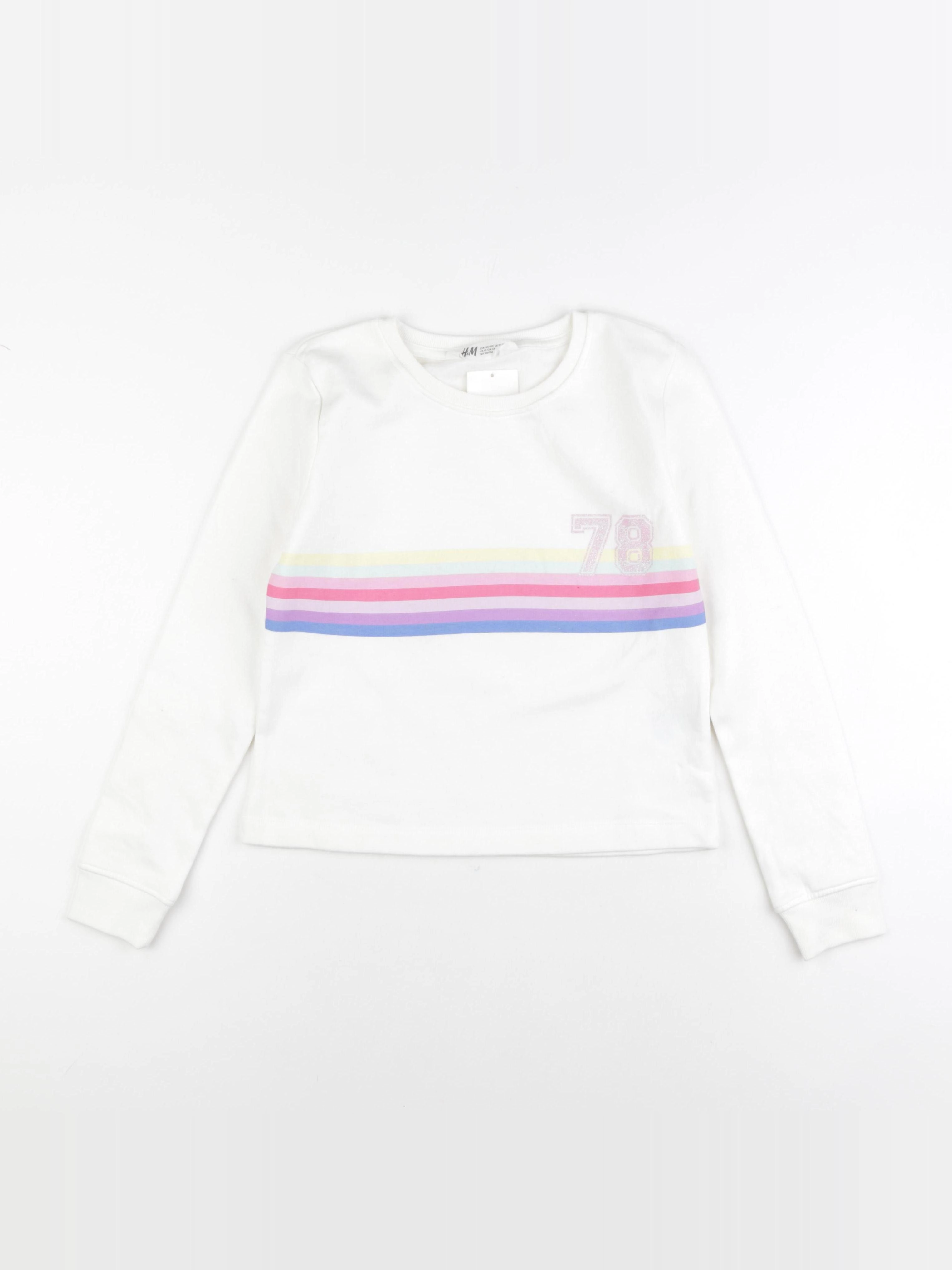 H&M - sweat blanc, rose - 10/12 ans