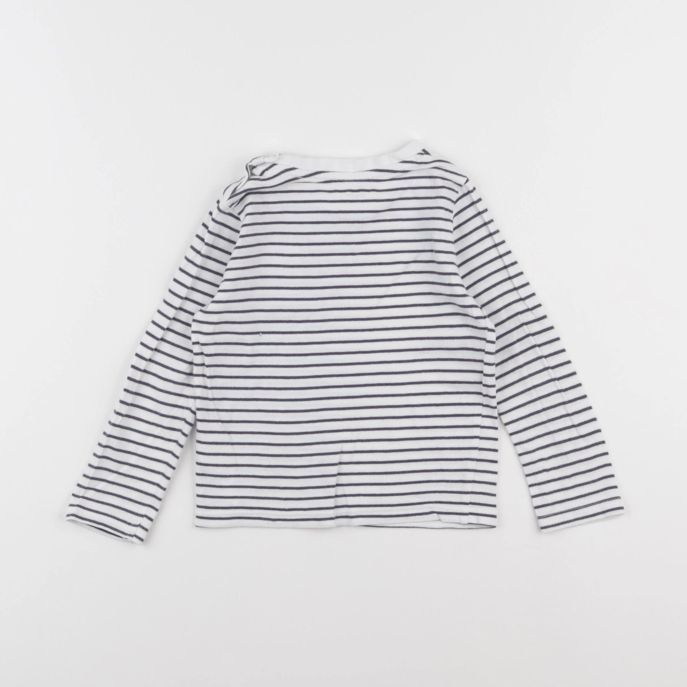 Vertbaudet - tee-shirt blanc, bleu - 2 ans
