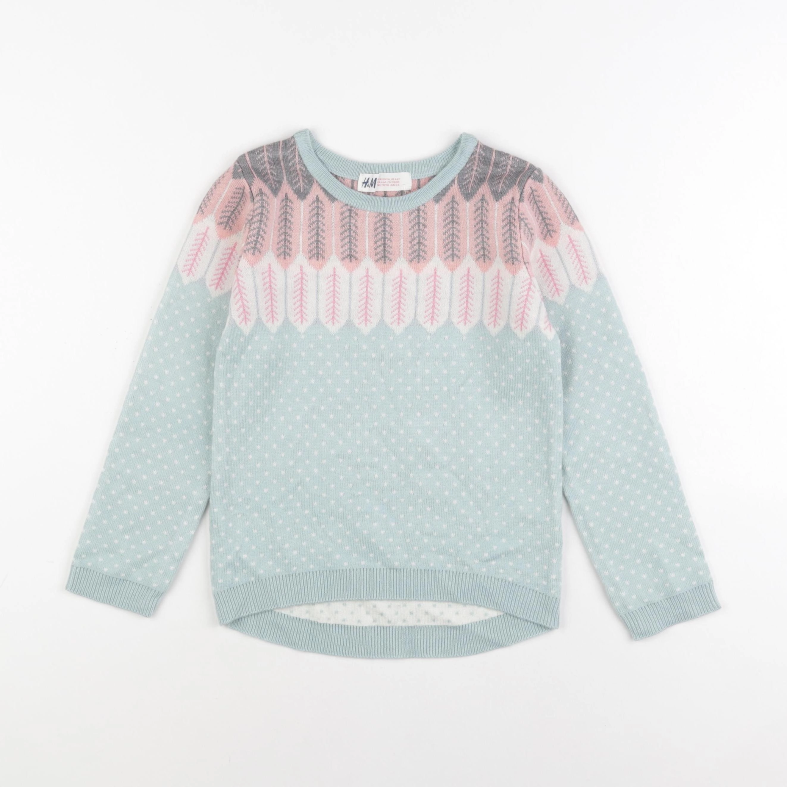 H&M - pull bleu, rose - 4/6 ans