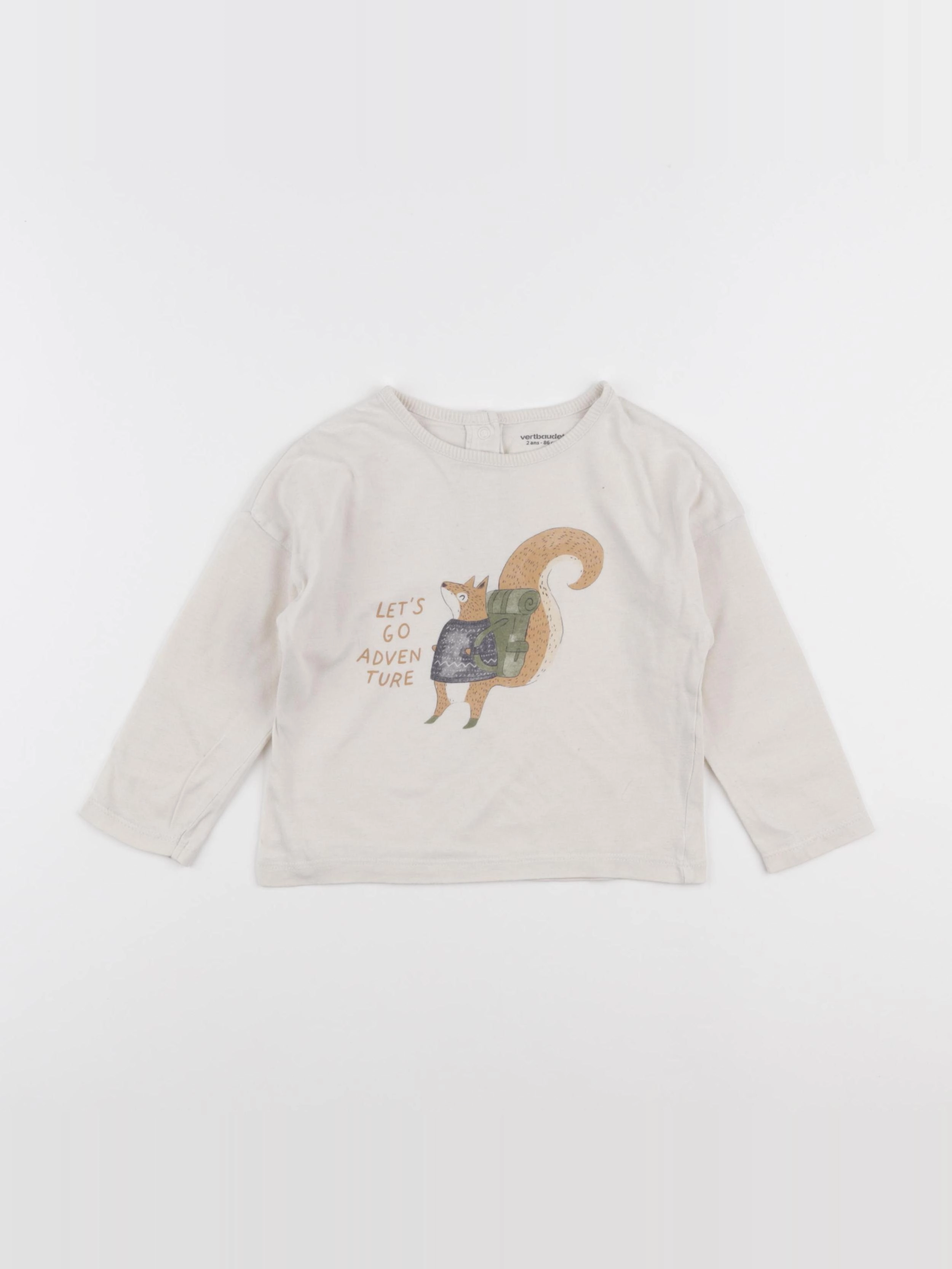 Vertbaudet - tee-shirt beige - 2 ans