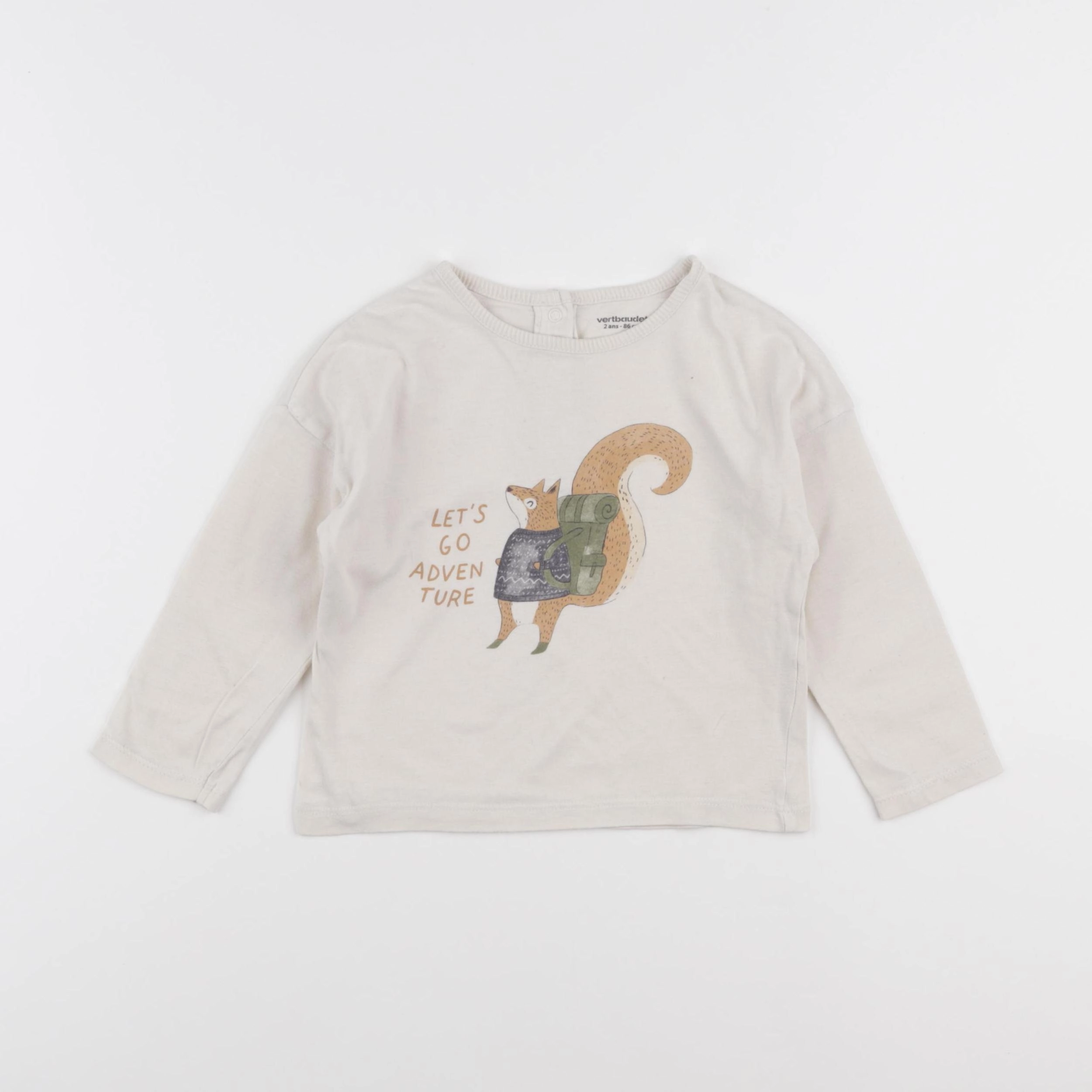 Vertbaudet - tee-shirt beige - 2 ans
