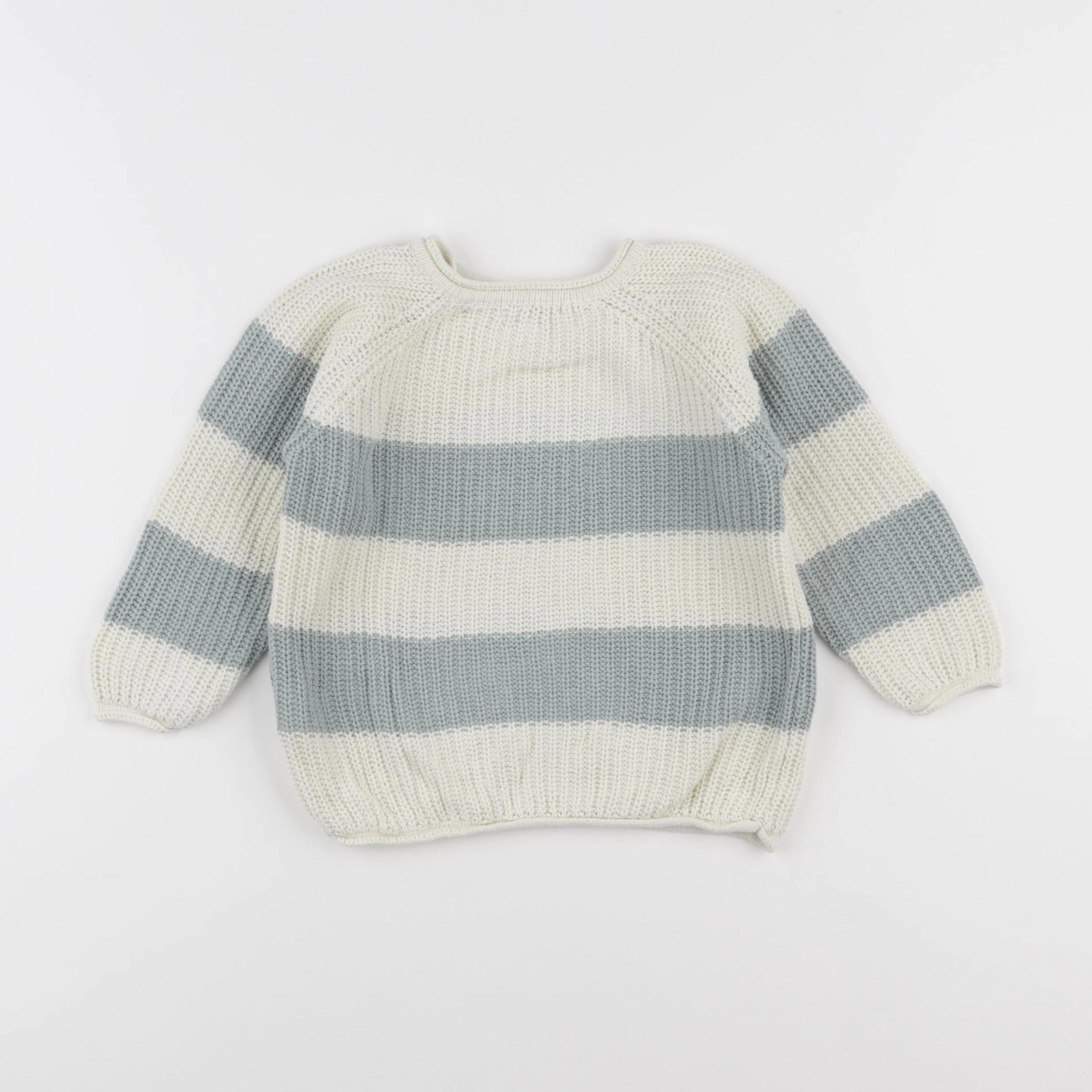 Vertbaudet - pull blanc, vert - 18 mois
