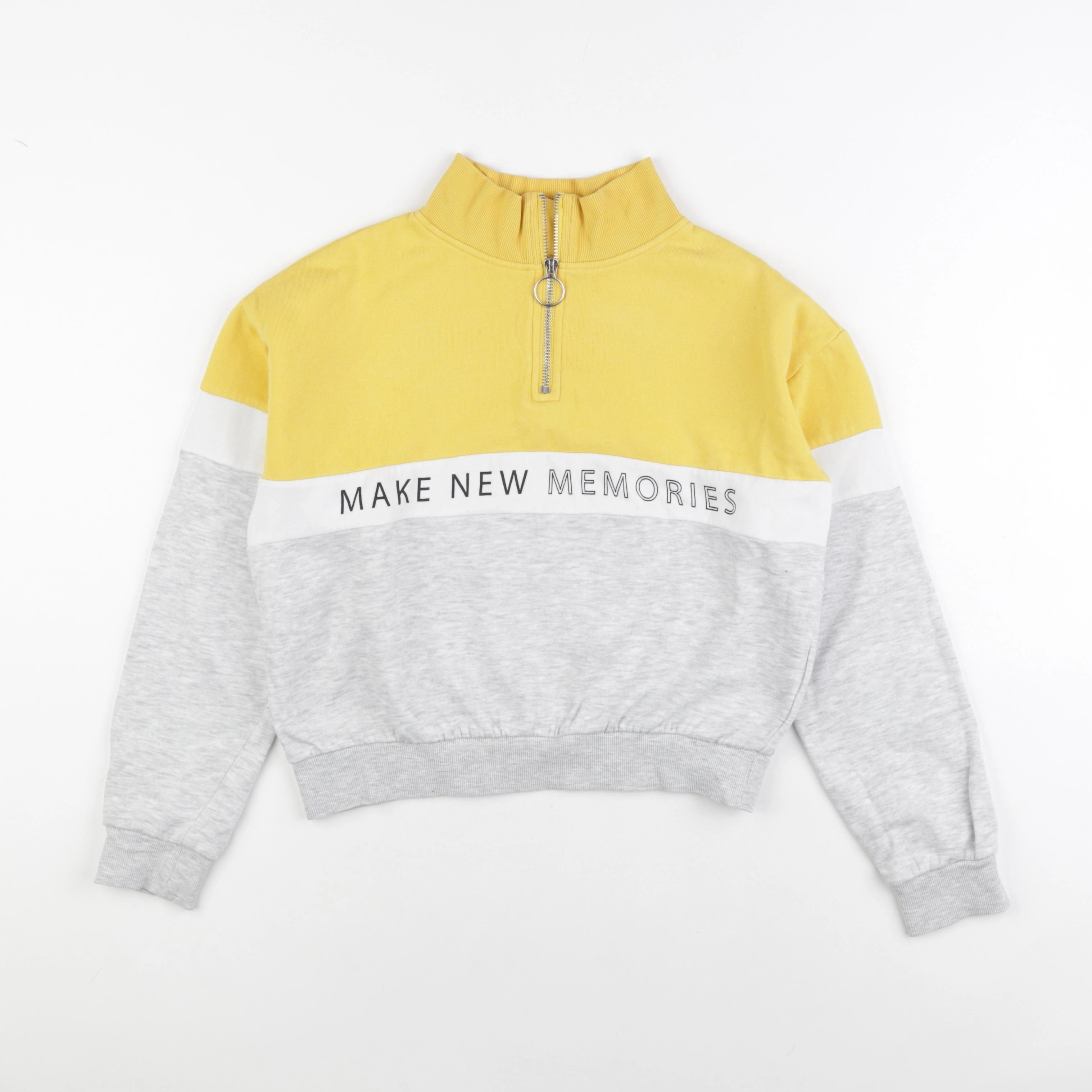 H&M - sweat gris, jaune - 10/12 ans