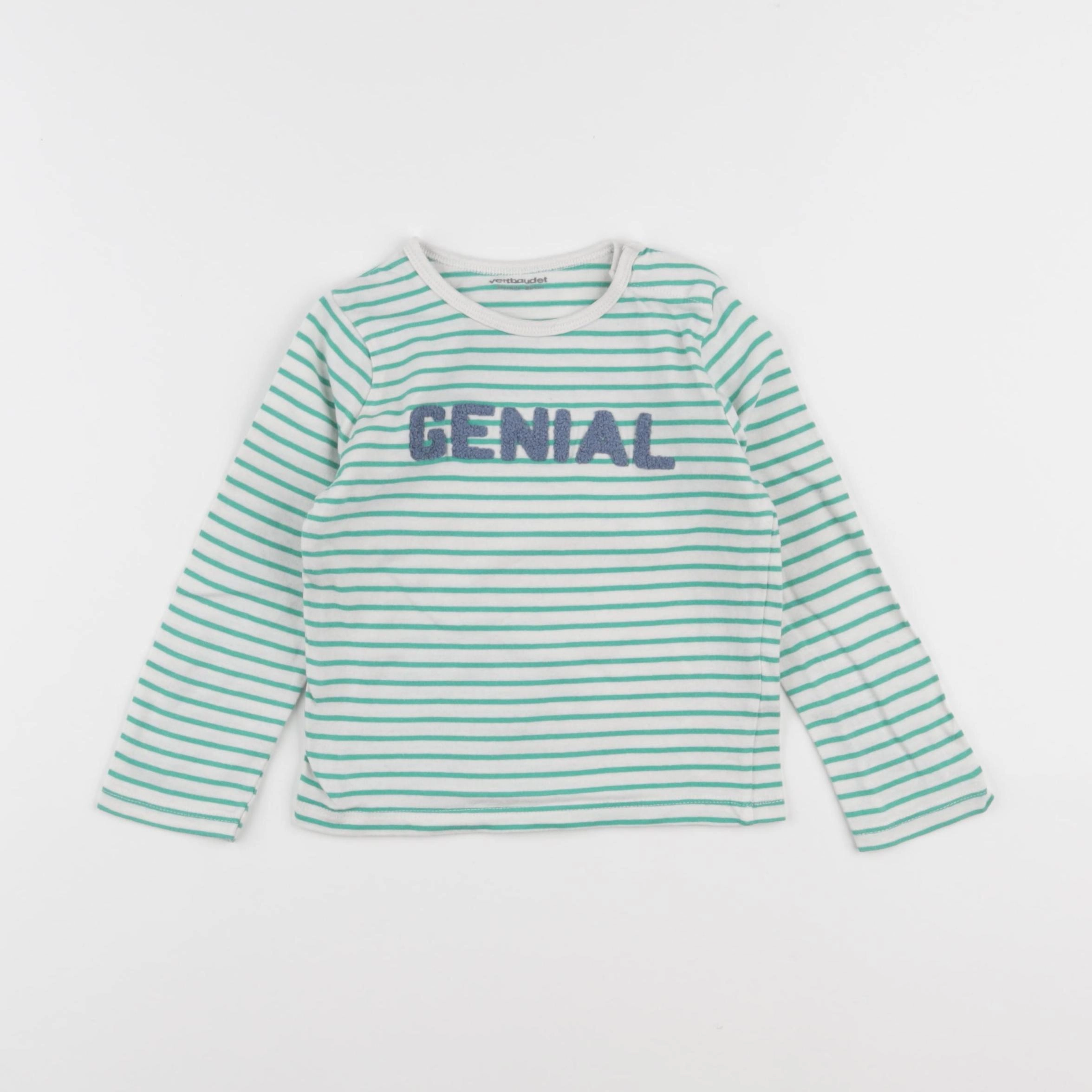 Vertbaudet - tee-shirt blanc, vert - 24 mois
