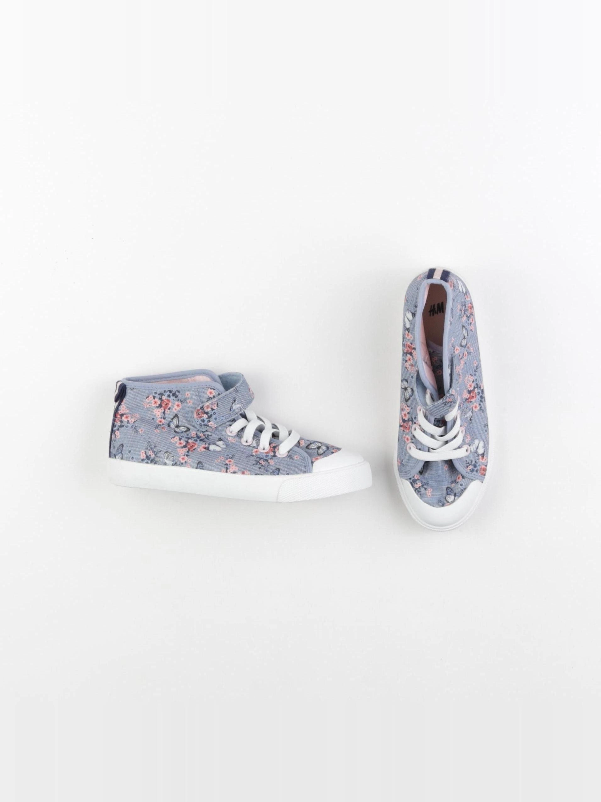 H&M - tennis à scratch/ lacets bleu, rose - pointure 33
