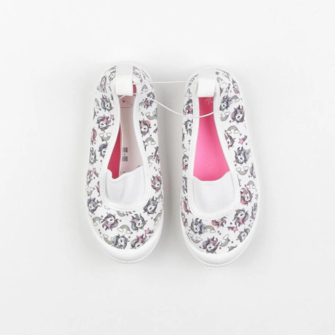 H&M - tennis élastiqué blanc, rose - pointure 27
