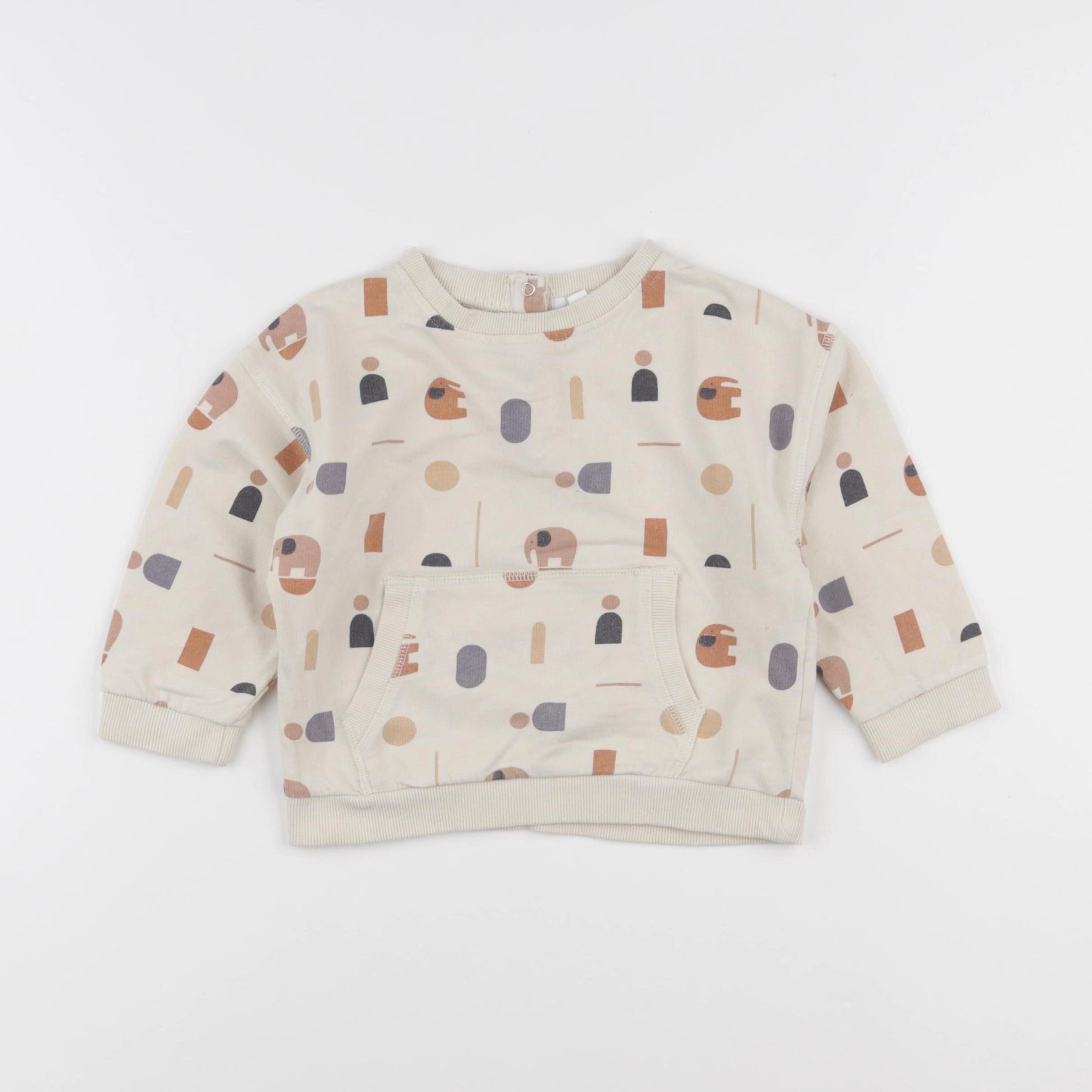 Vertbaudet - sweat beige, marron - 24 mois