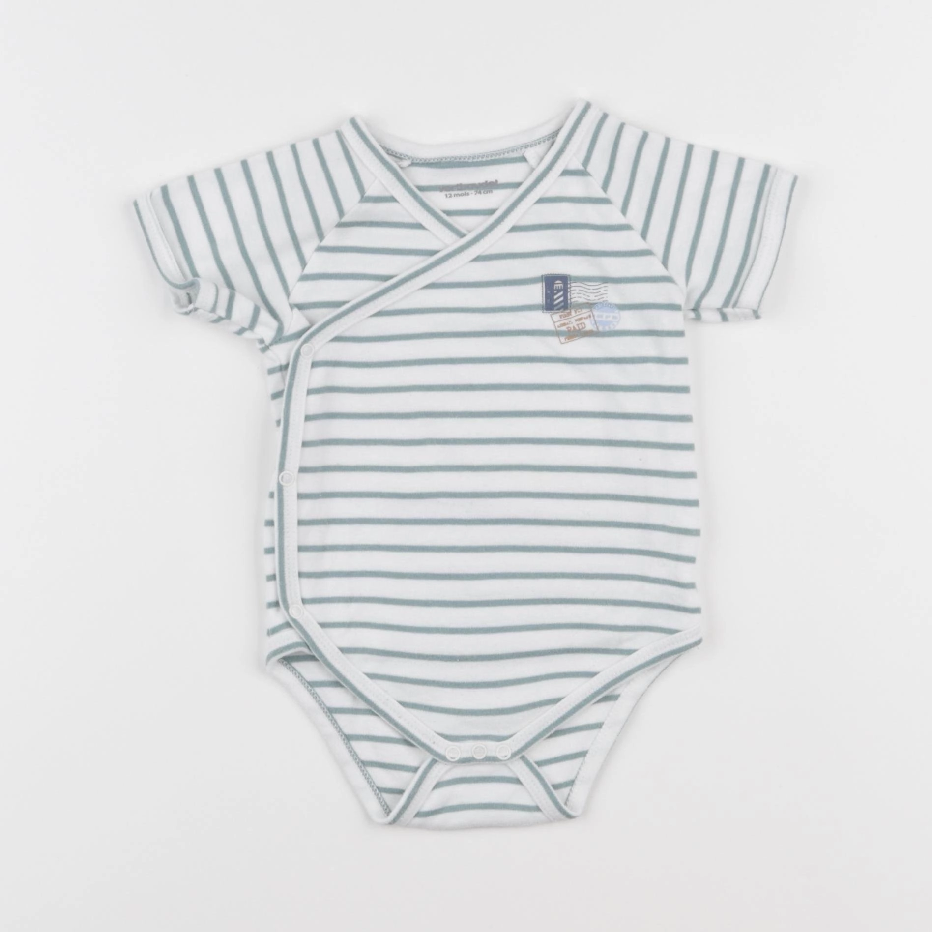 Vertbaudet - body blanc, vert - 12 mois