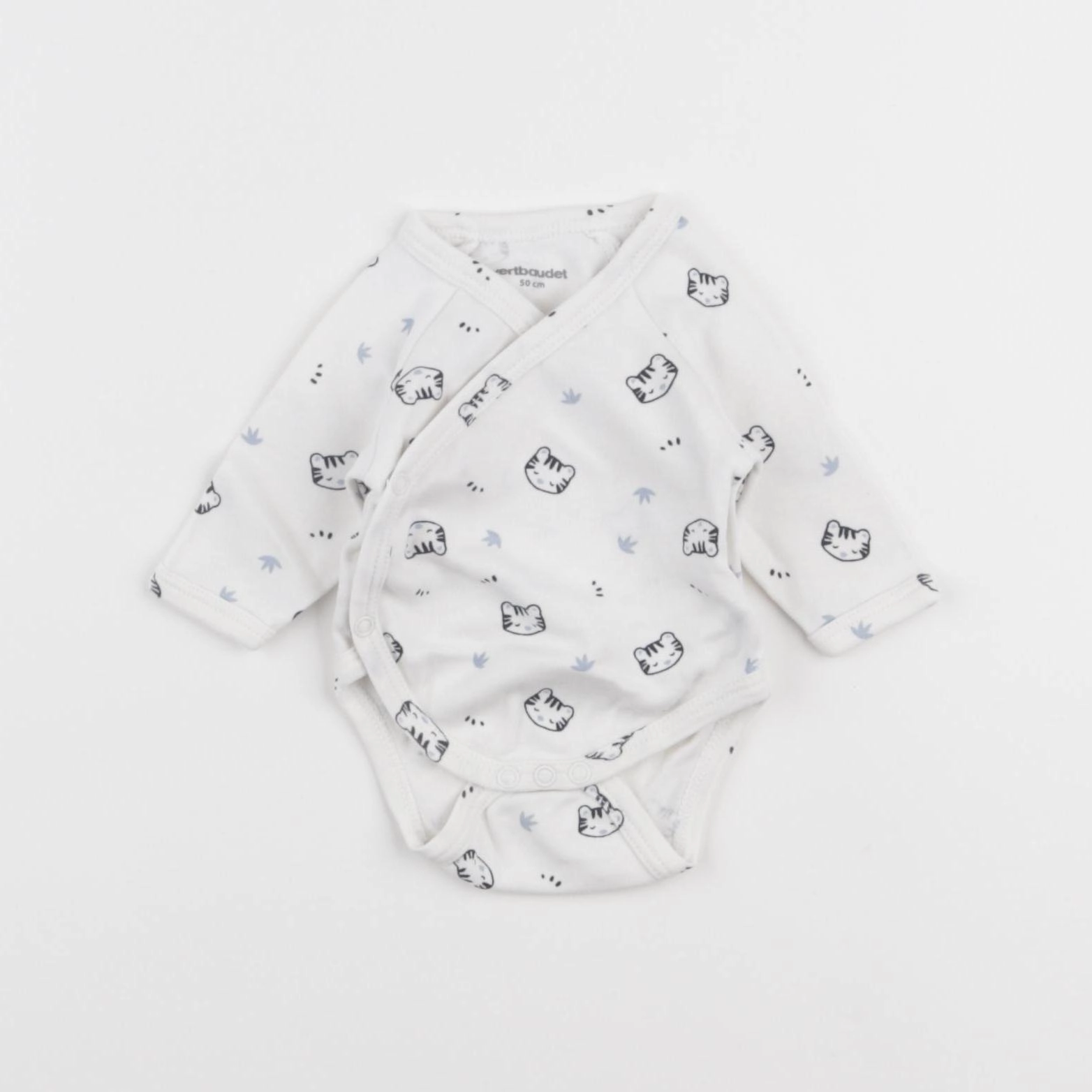 Vertbaudet - body blanc, bleu - 1 mois