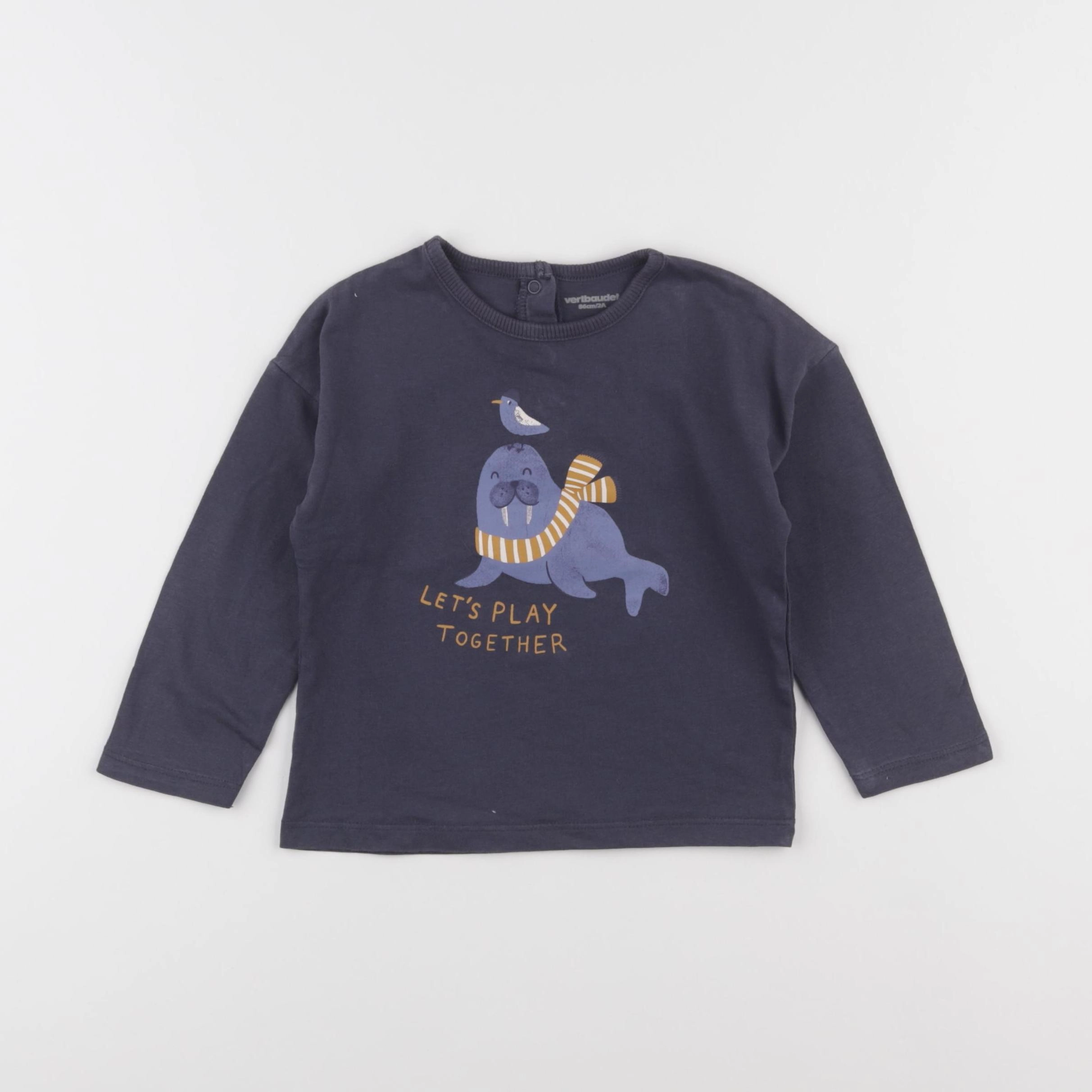 Vertbaudet - tee-shirt bleu - 2 ans