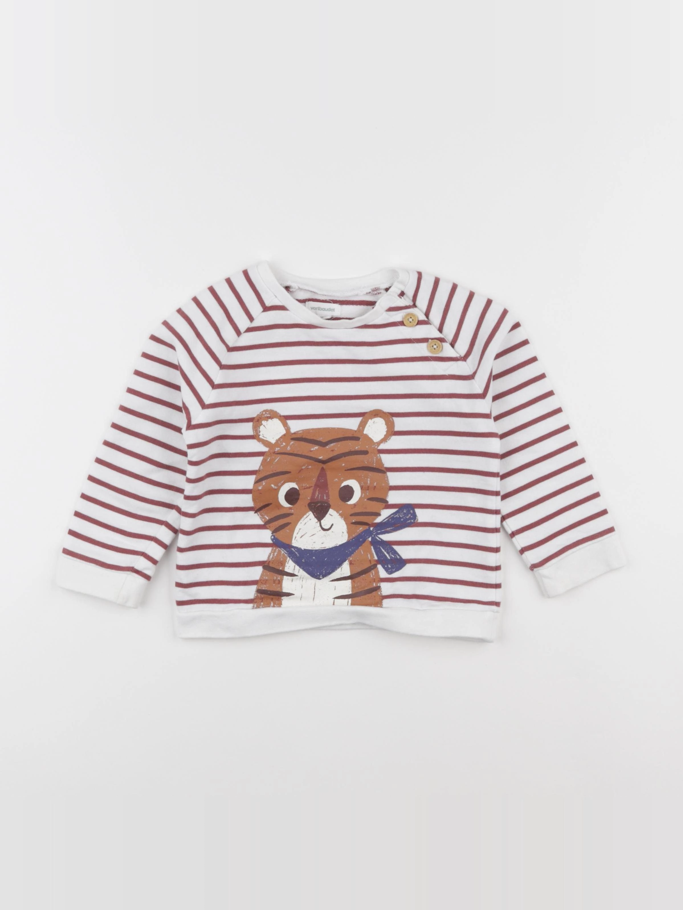 Vertbaudet - sweat blanc, rouge - 24 mois