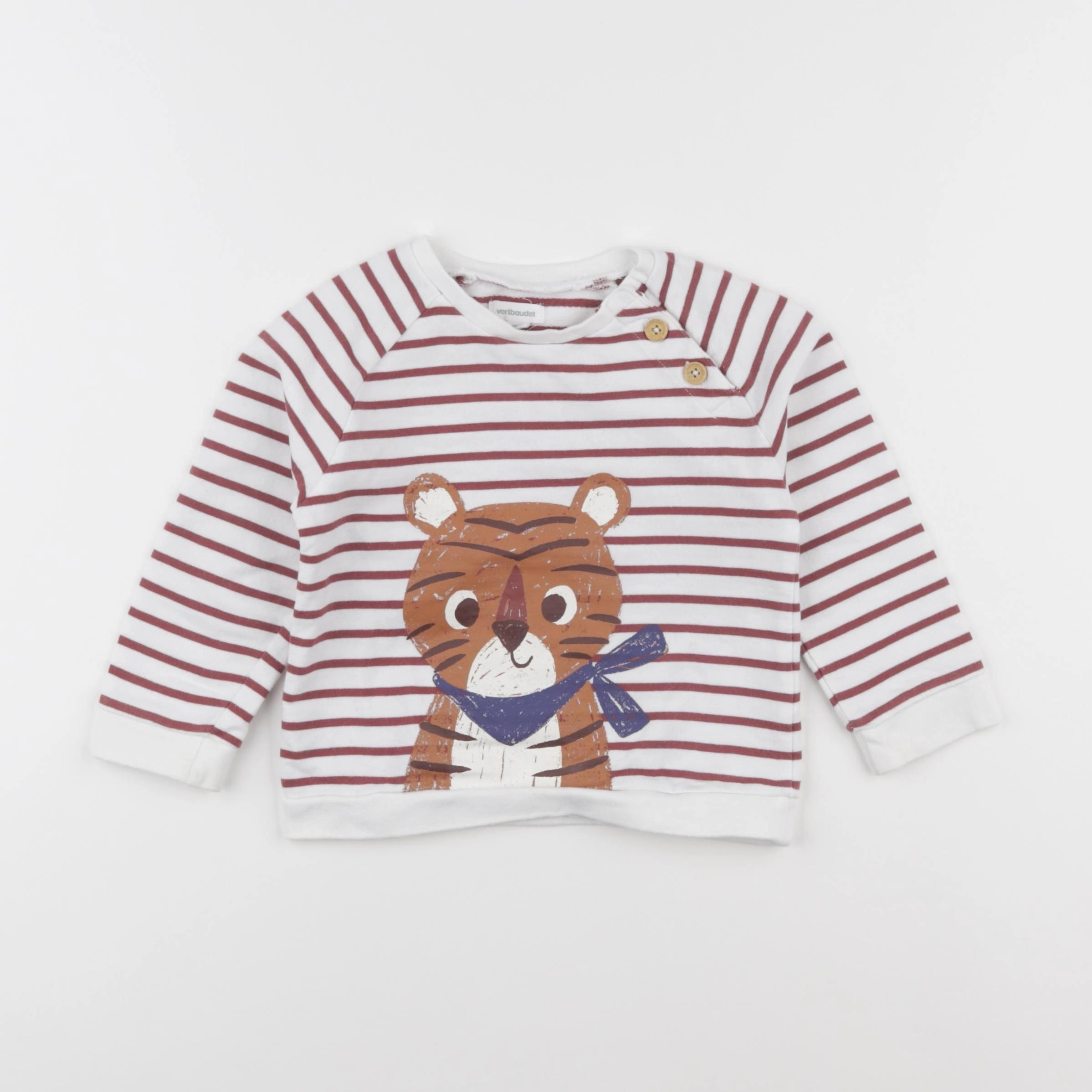 Vertbaudet - sweat blanc, rouge - 24 mois