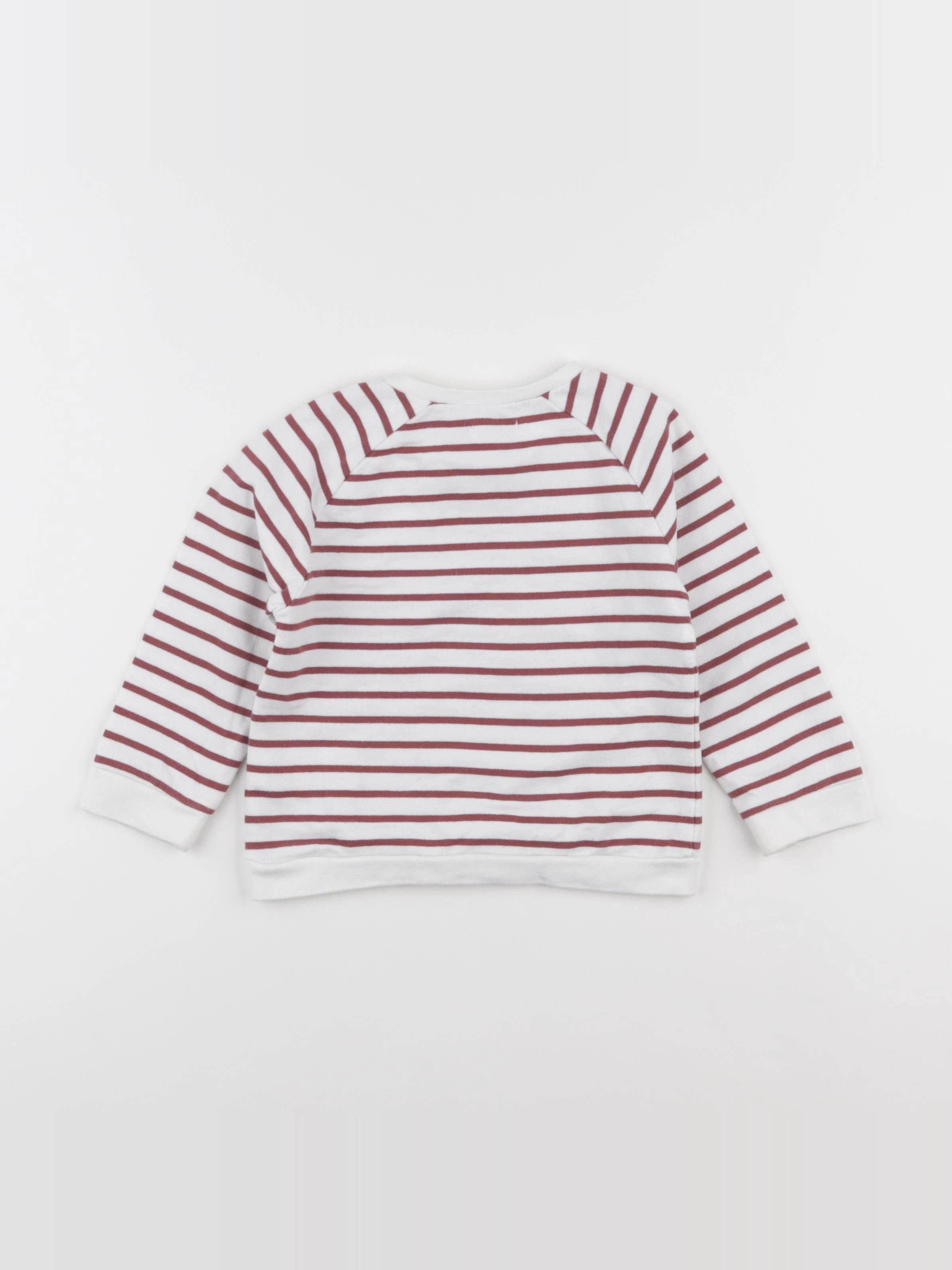 Vertbaudet - sweat blanc, rouge - 24 mois