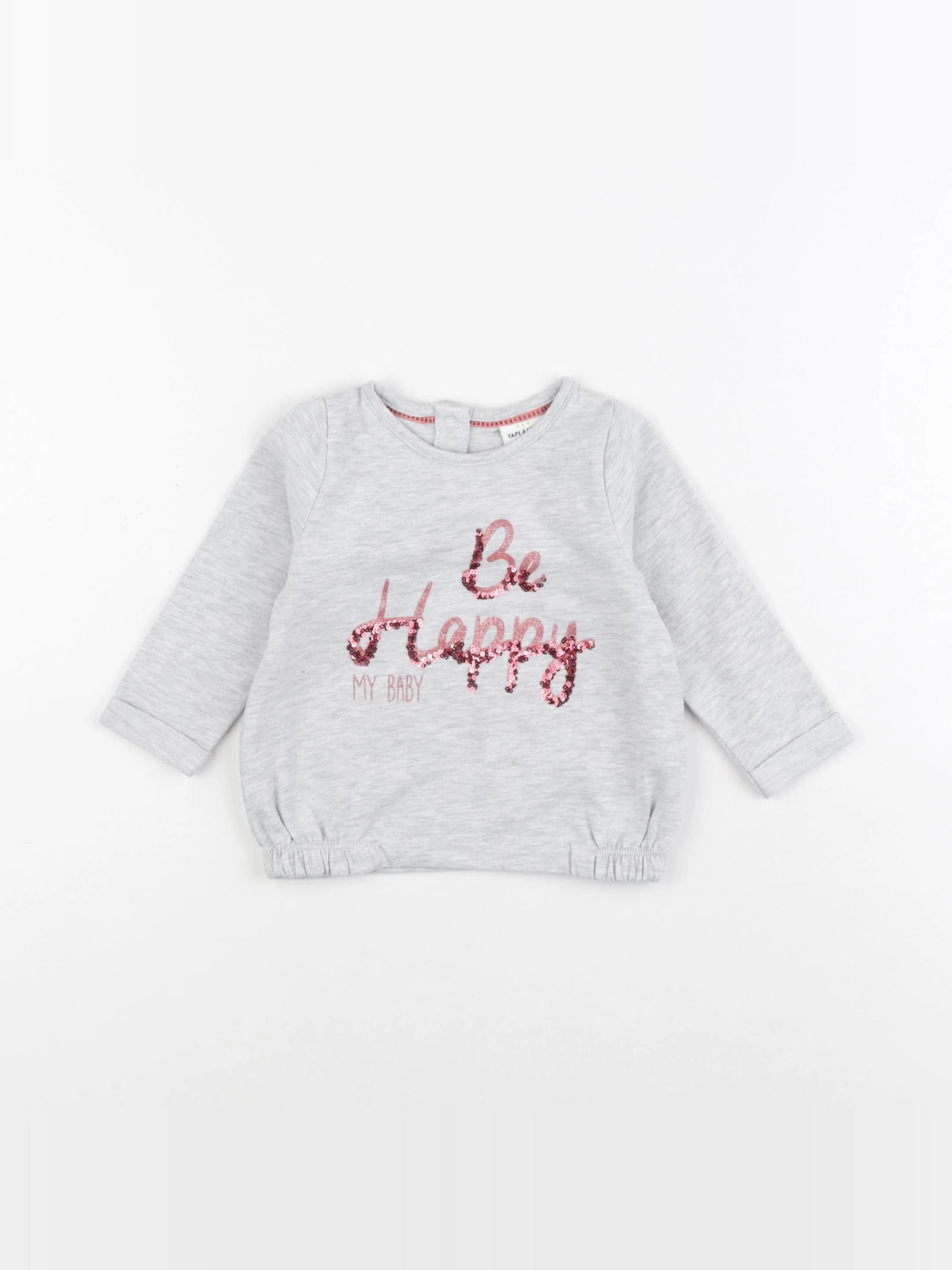 Tape à l'oeil - sweat gris, rose - 12 mois