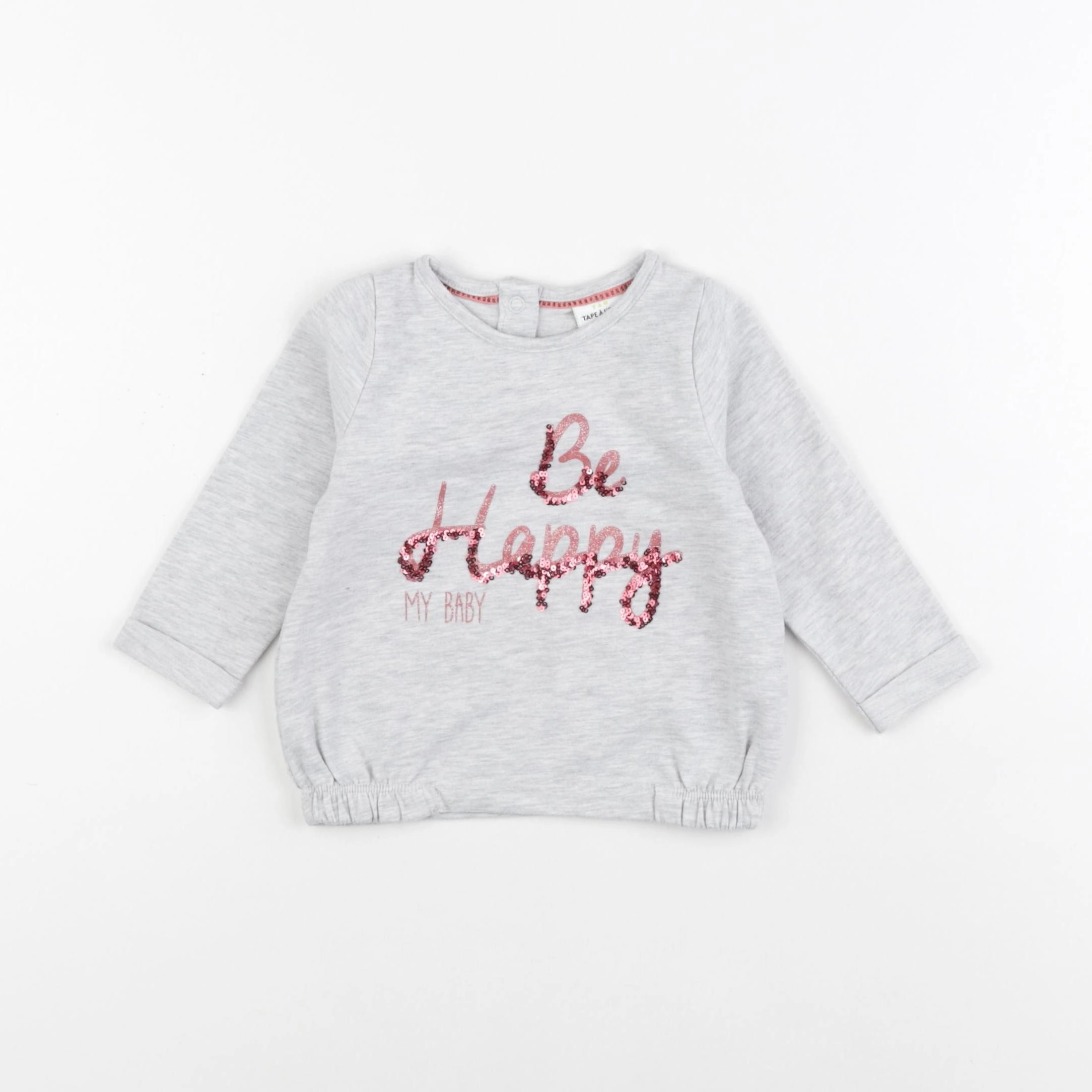 Tape à l'oeil - sweat gris, rose - 12 mois