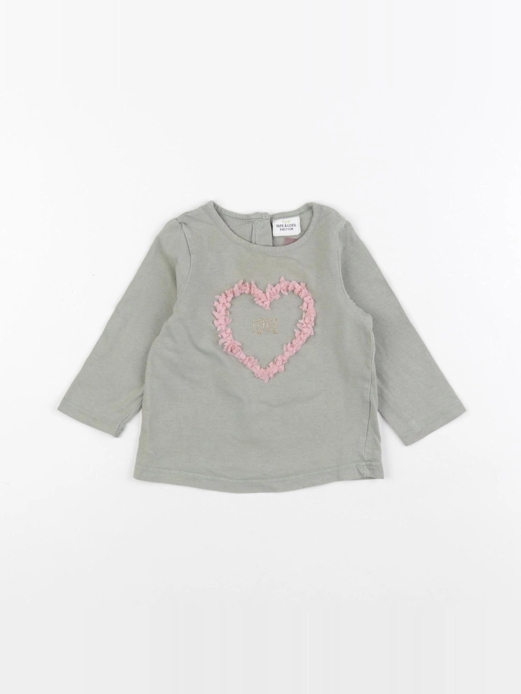 Tape à l'oeil - tee-shirt vert, rose - 9 mois