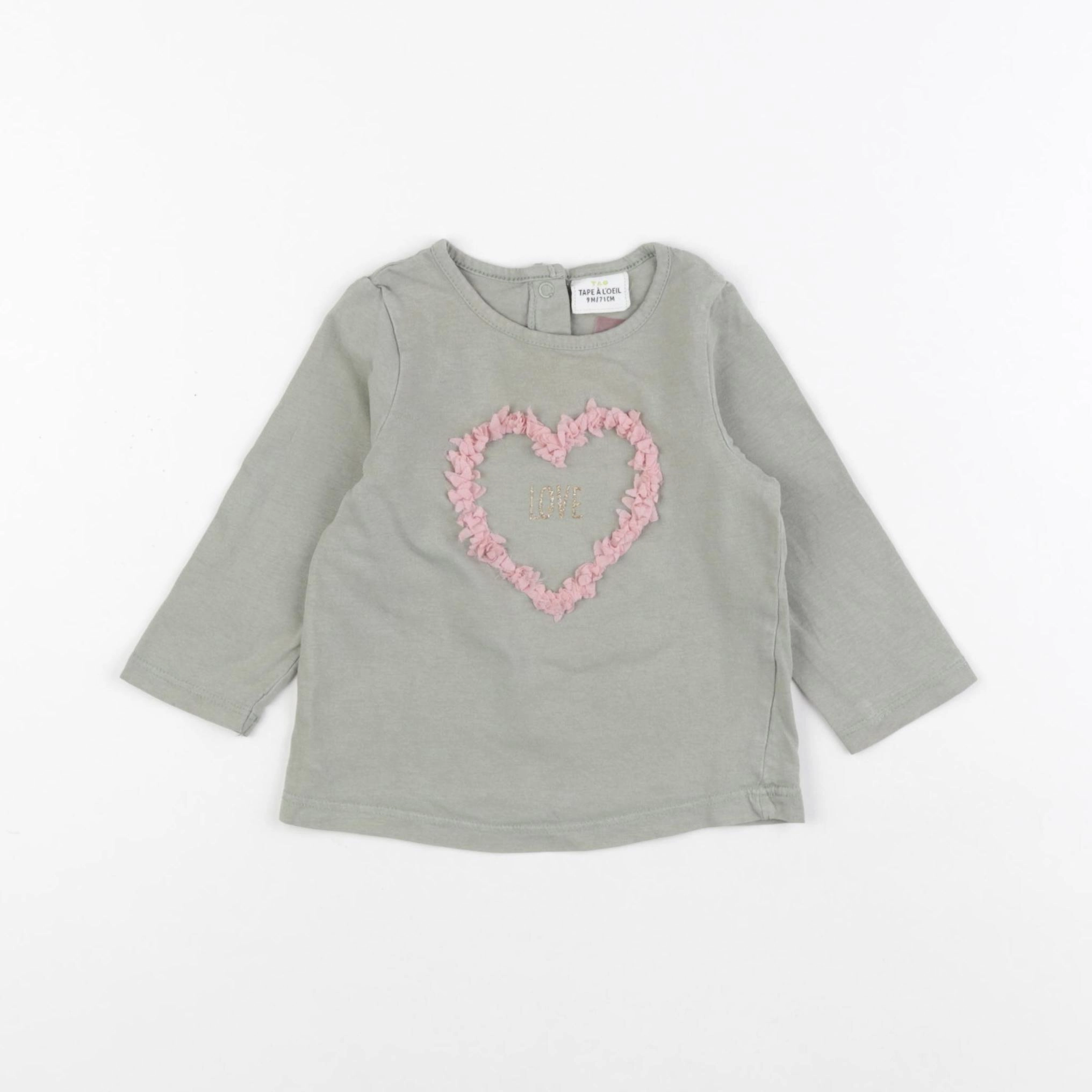 Tape à l'oeil - tee-shirt vert, rose - 9 mois