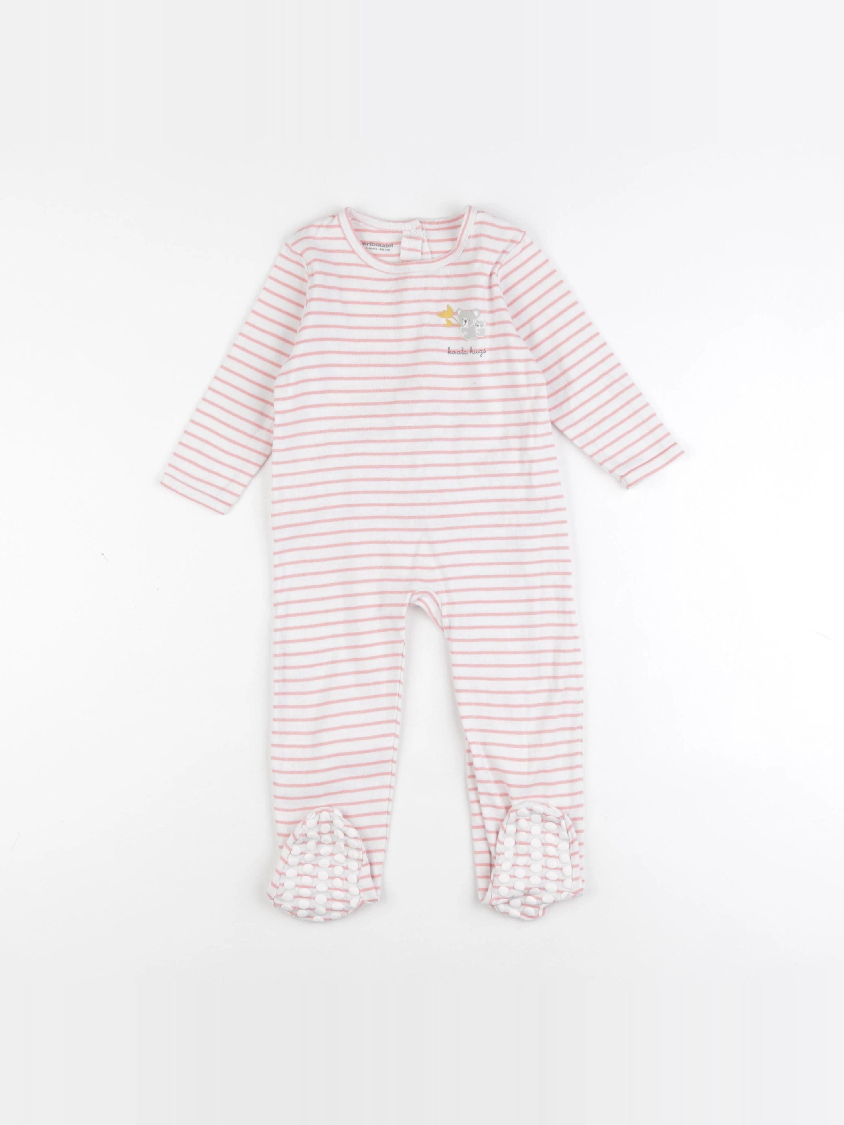 Vertbaudet - pyjama coton rose, blanc - 24 mois