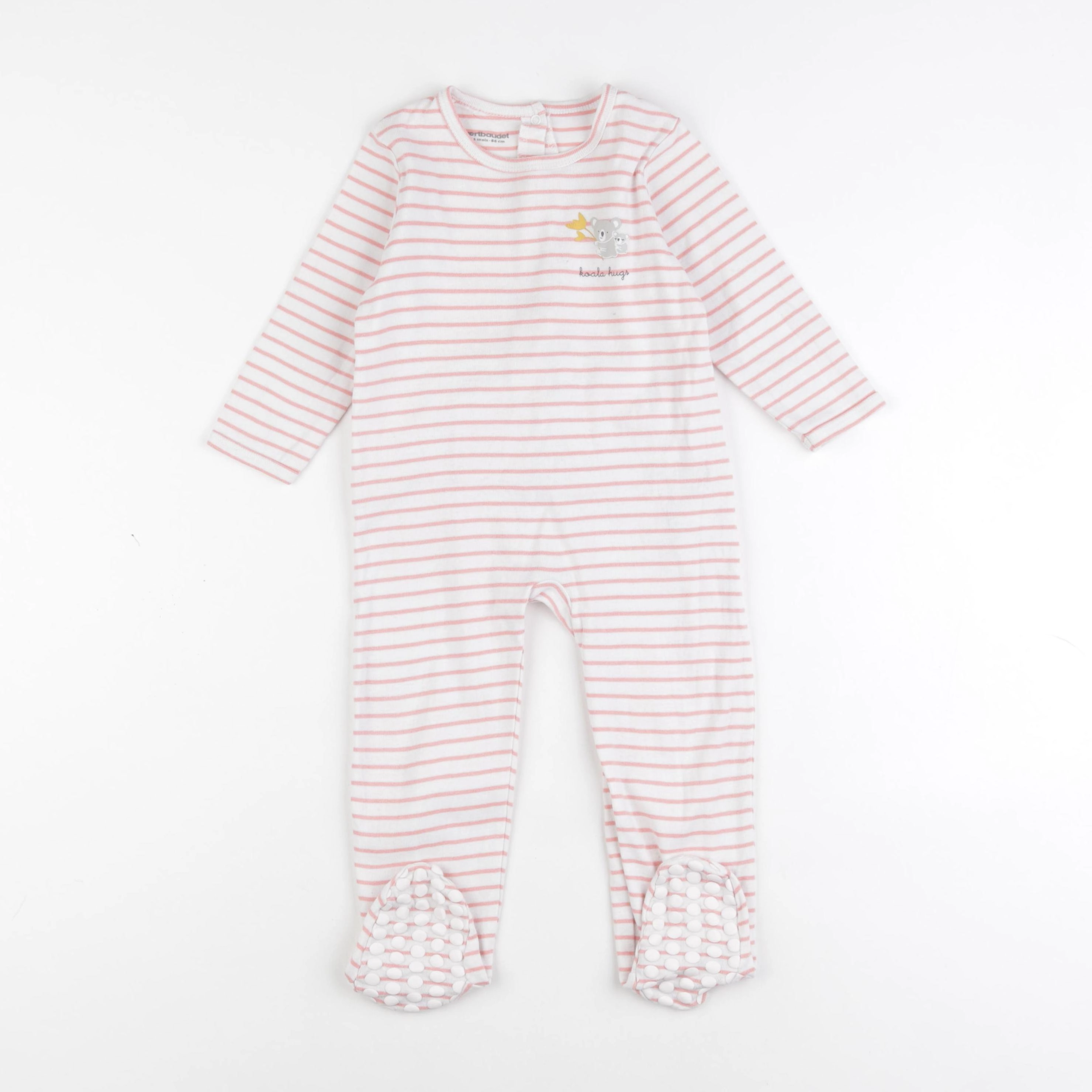 Vertbaudet - pyjama coton rose, blanc - 24 mois