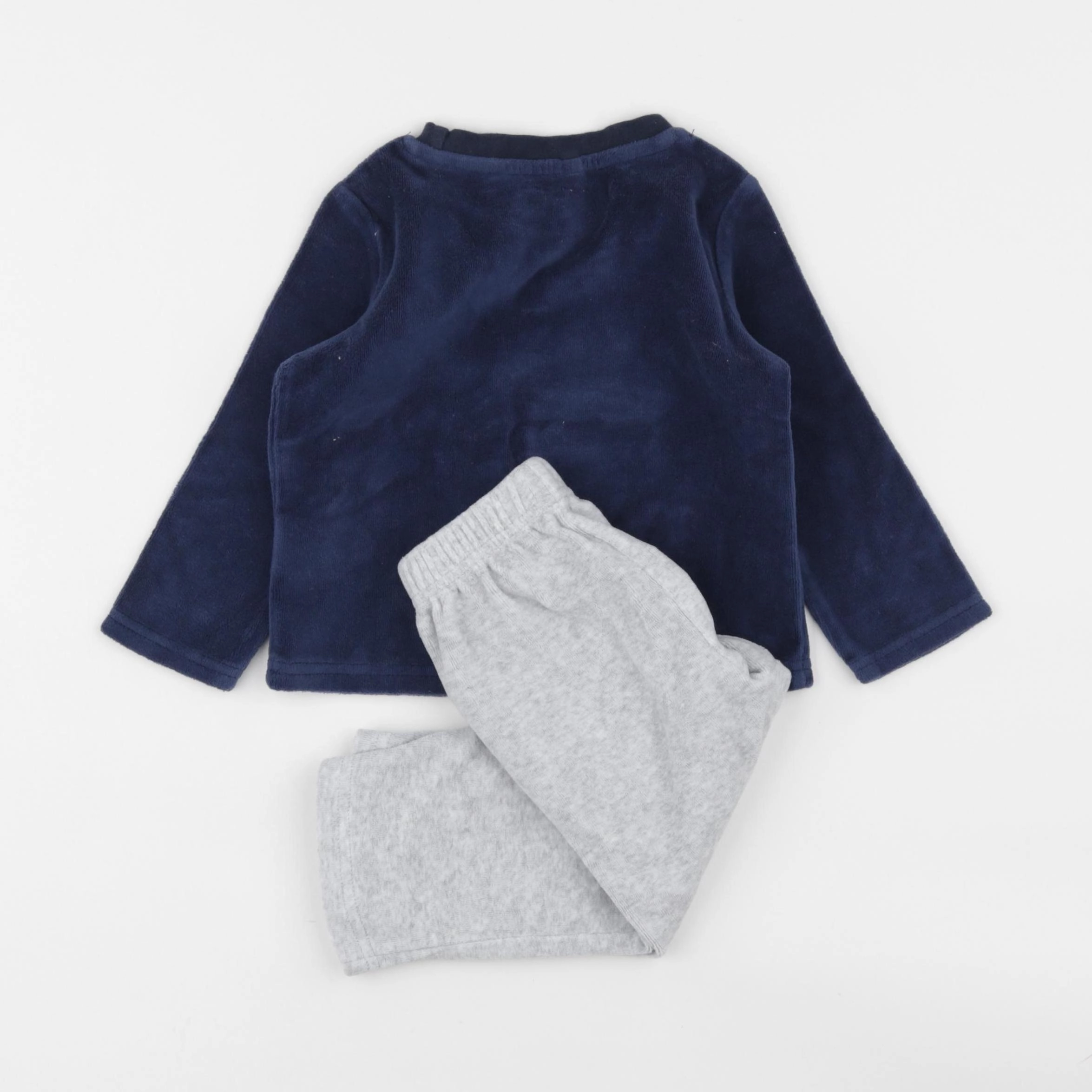 Vertbaudet - pyjama velours bleu, gris - 2 ans