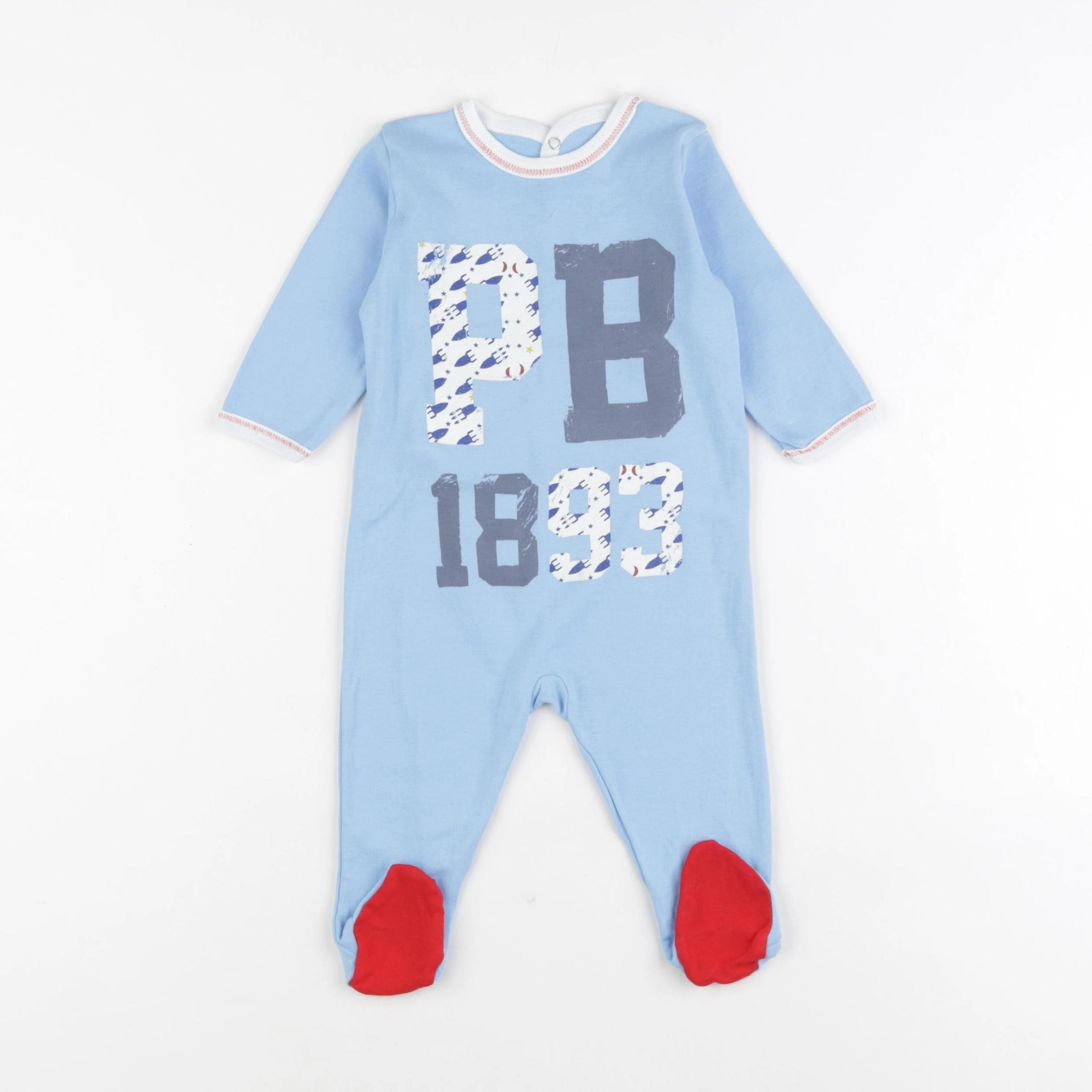 Petit Bateau - pyjama coton bleu - 6 mois