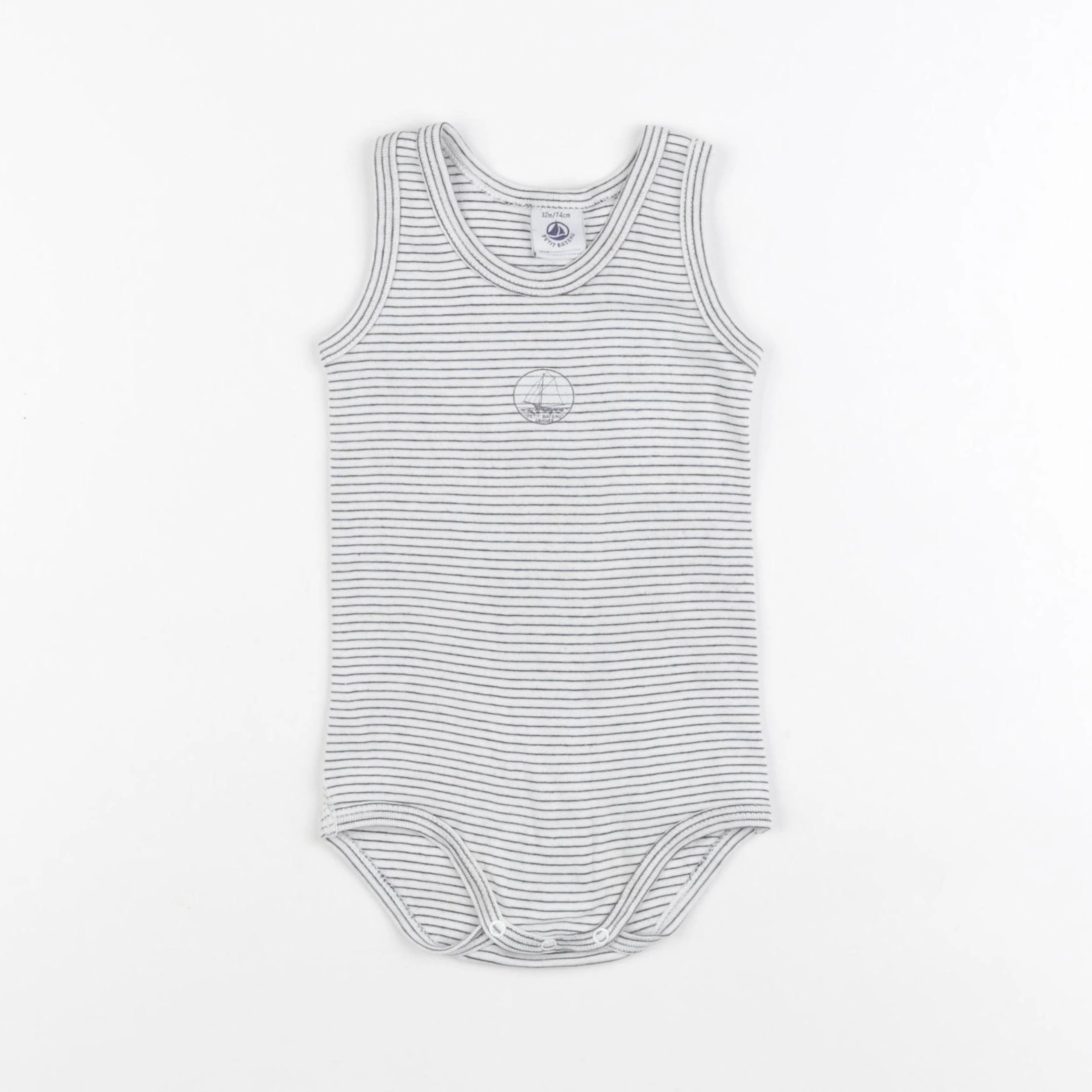 Petit Bateau - body bleu - 12 mois