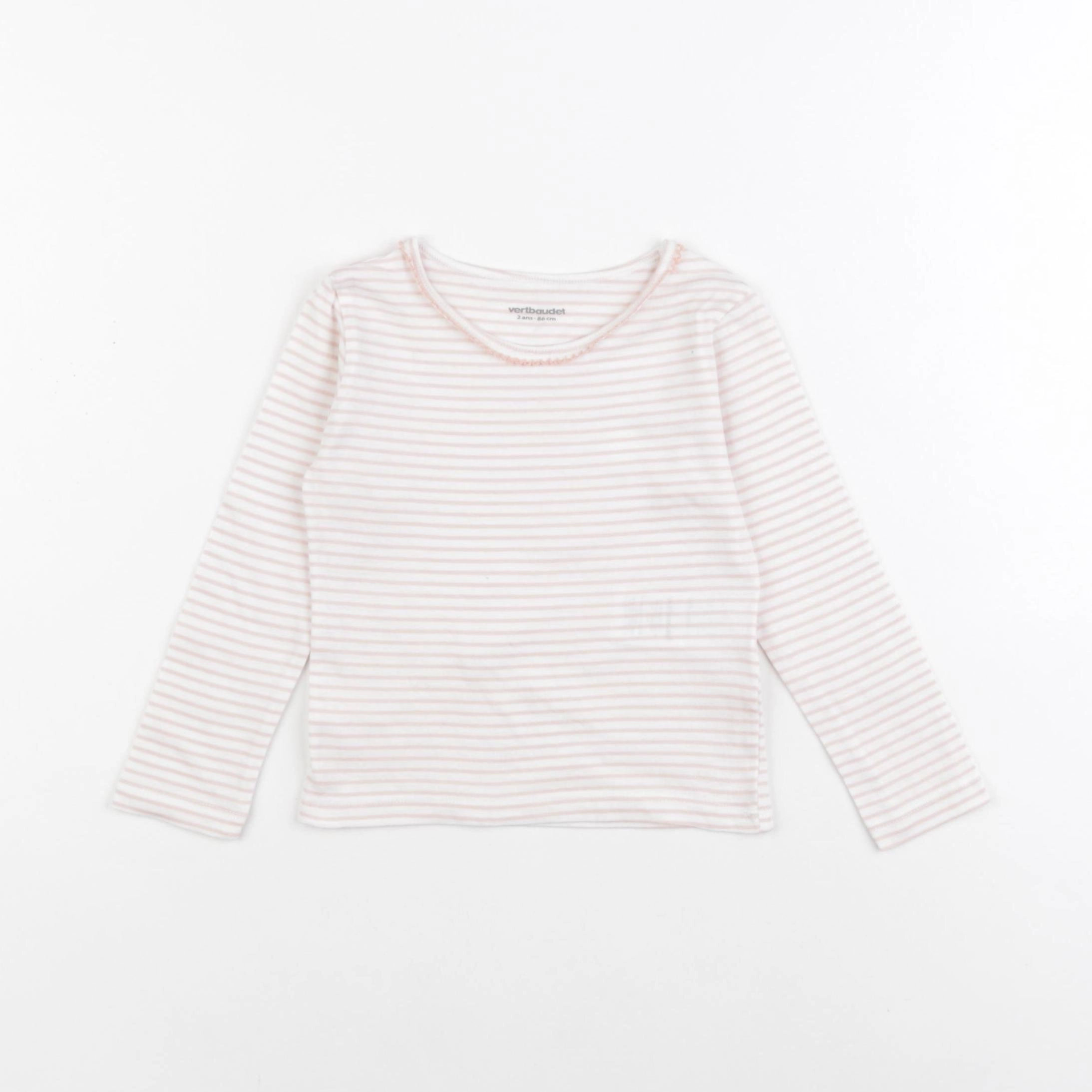 Vertbaudet - maillot de corps blanc, rose - 2 ans