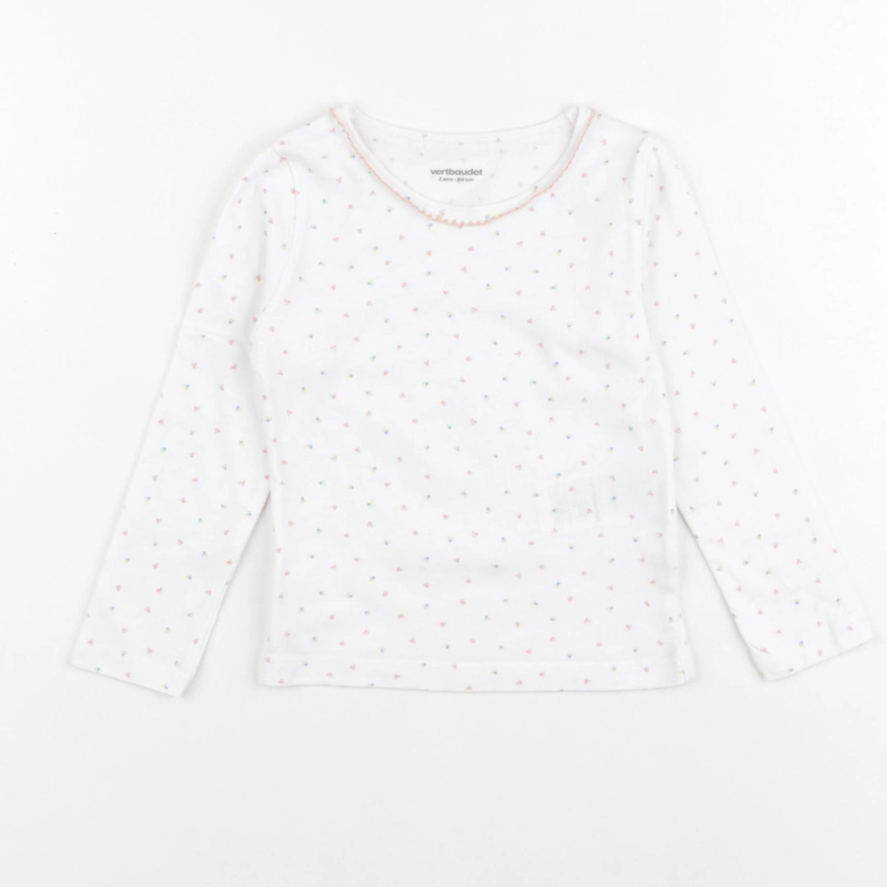 Vertbaudet - maillot de corps blanc, rose - 2 ans