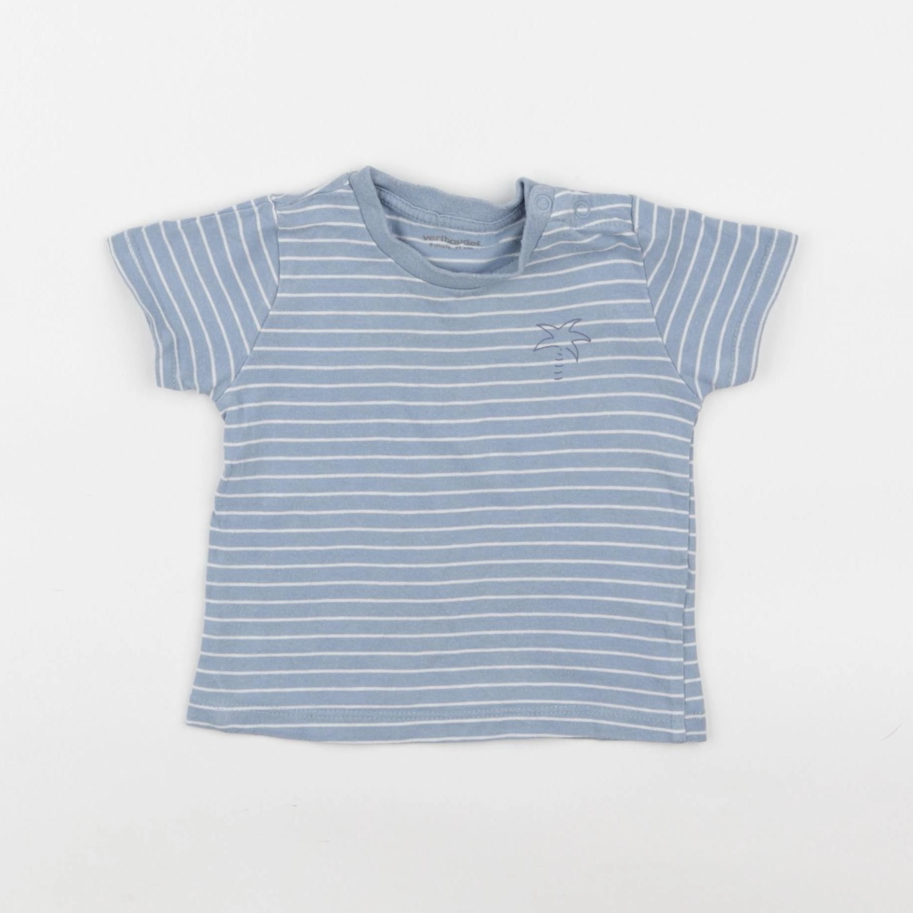 Vertbaudet - tee-shirt bleu, blanc - 9 mois