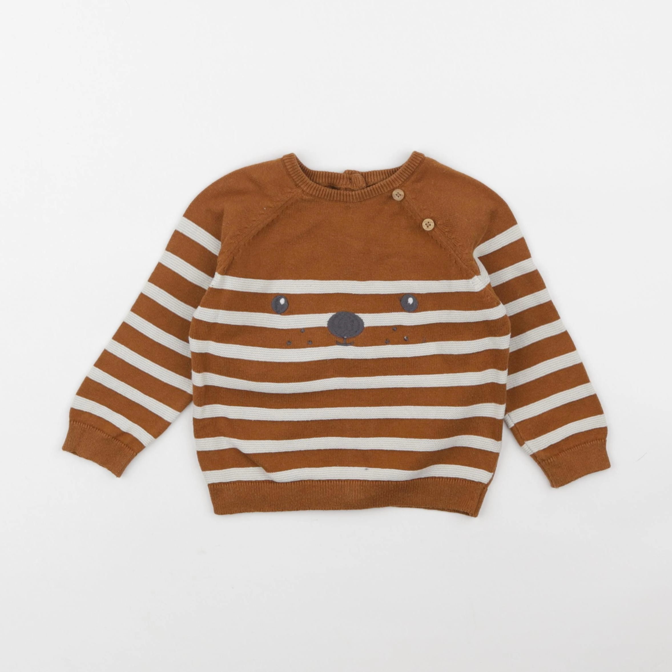 Vertbaudet - pull marron, beige - 18 mois