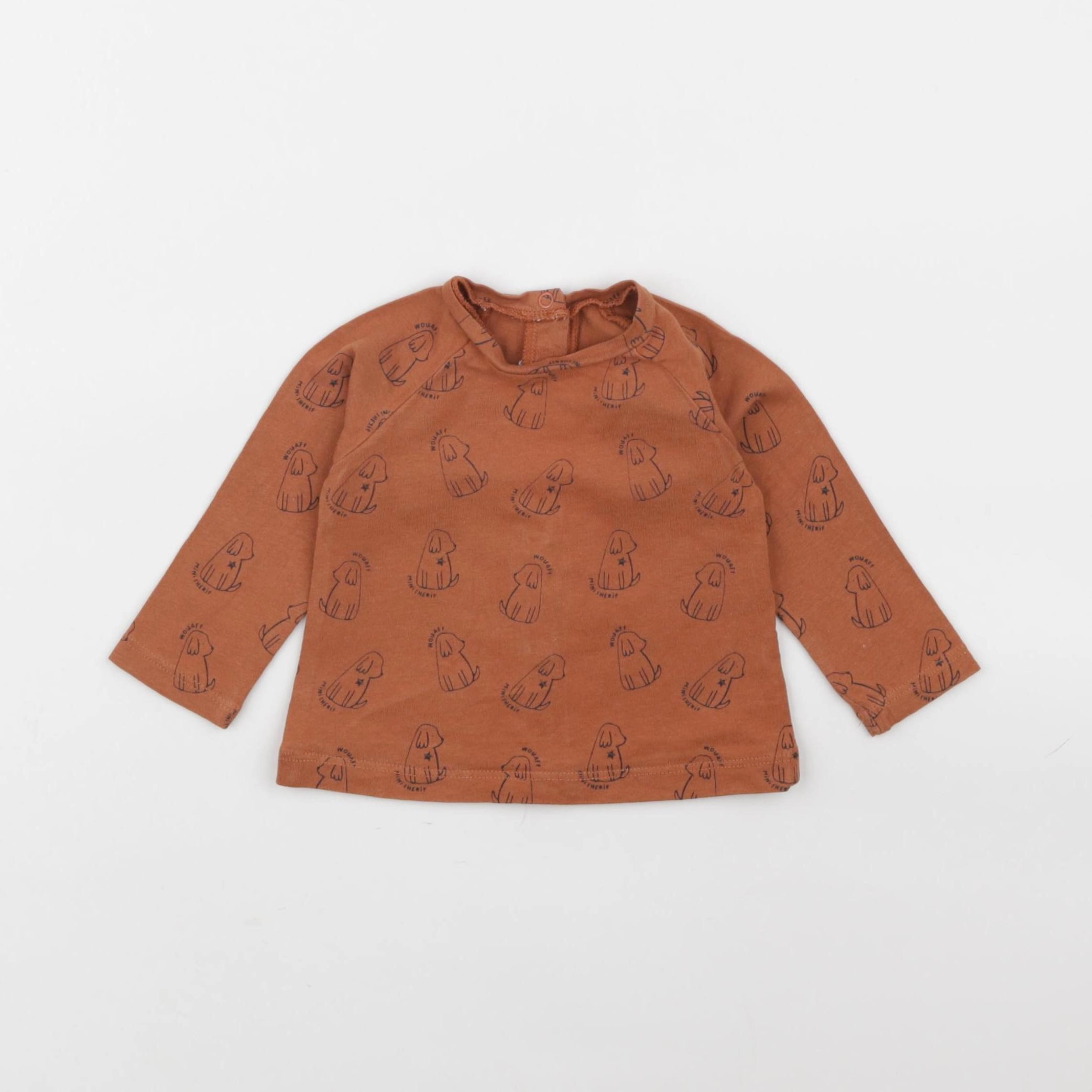 Vertbaudet - tee-shirt marron - 3 mois