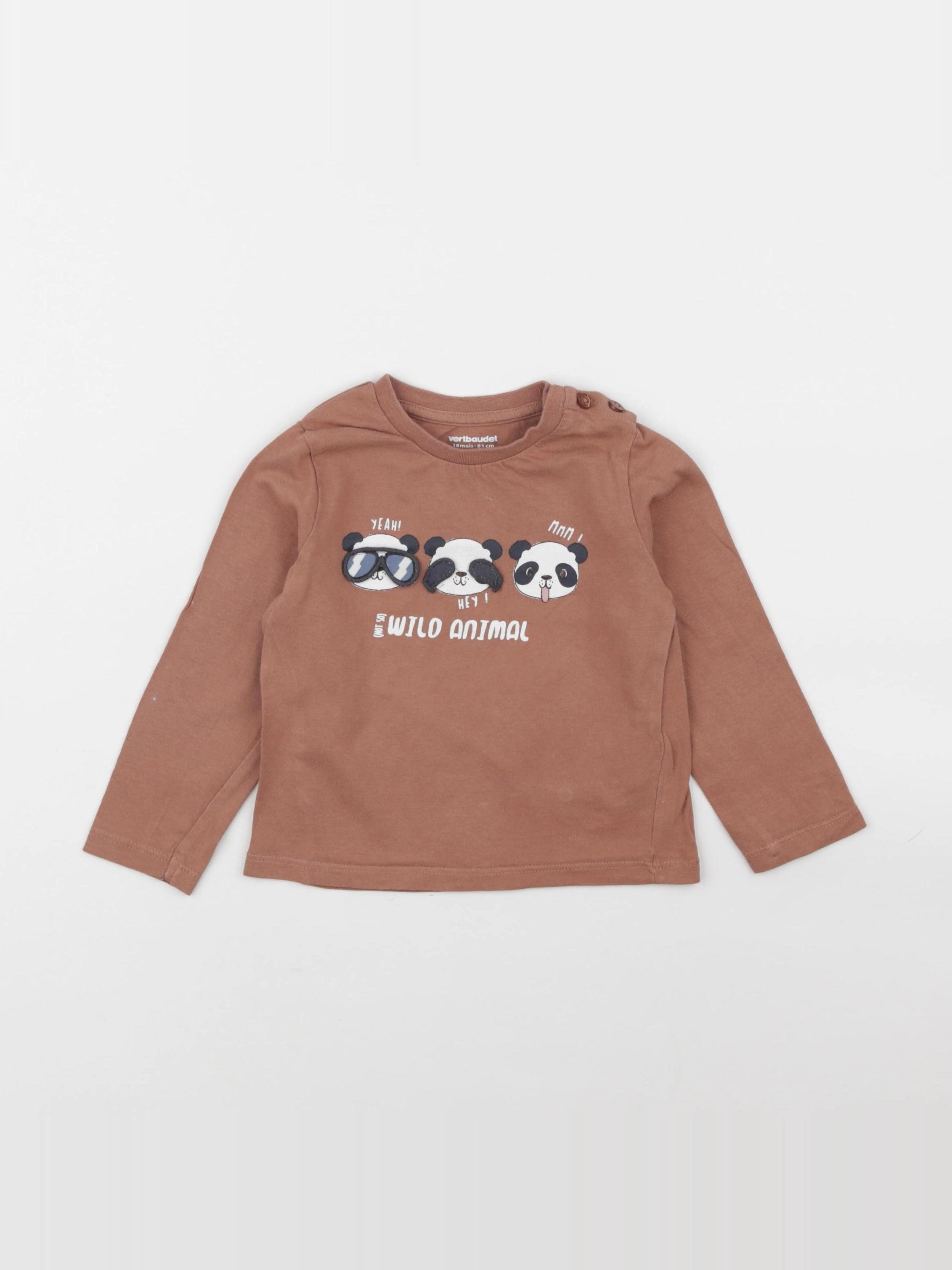 Vertbaudet - tee-shirt marron - 18 mois