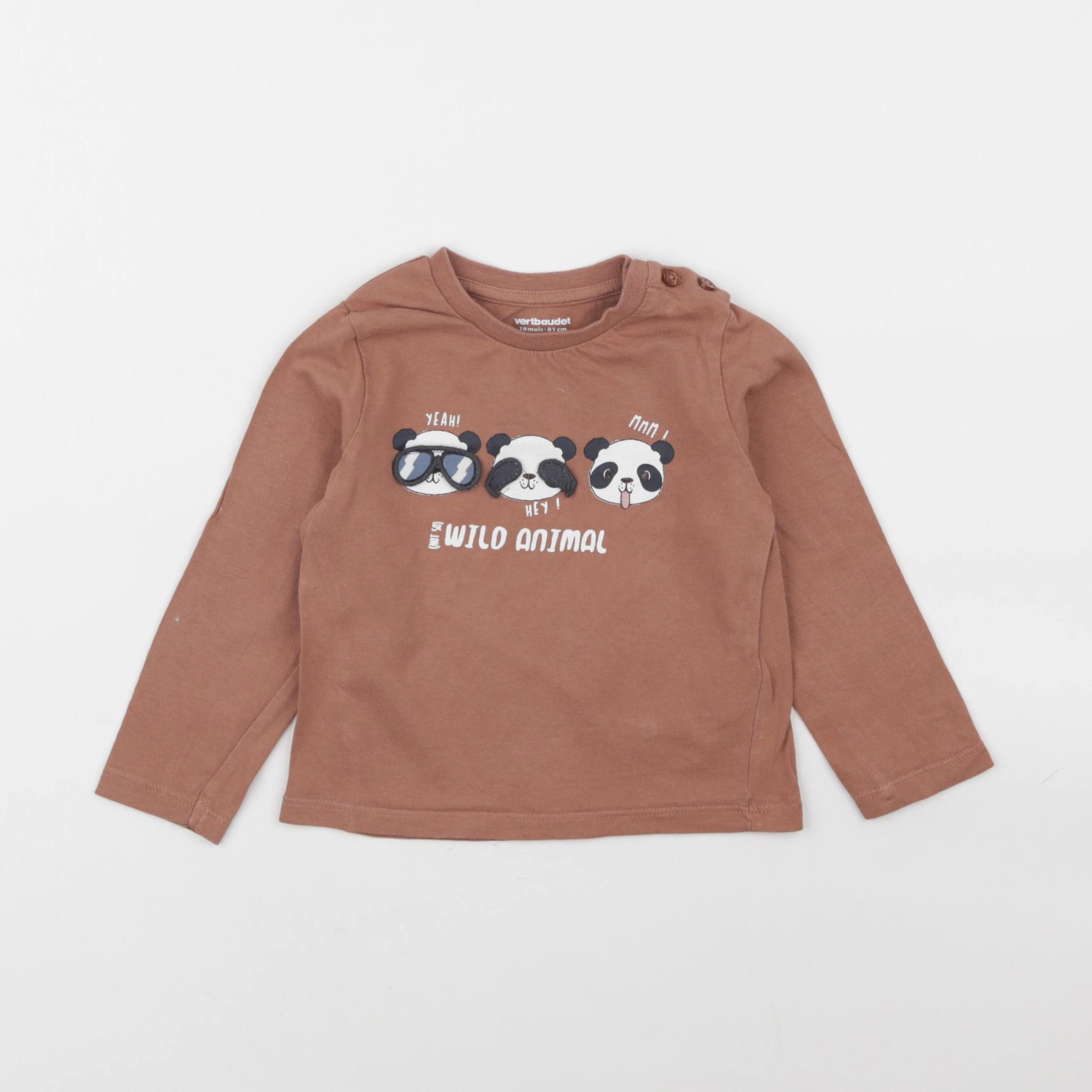 Vertbaudet - tee-shirt marron - 18 mois