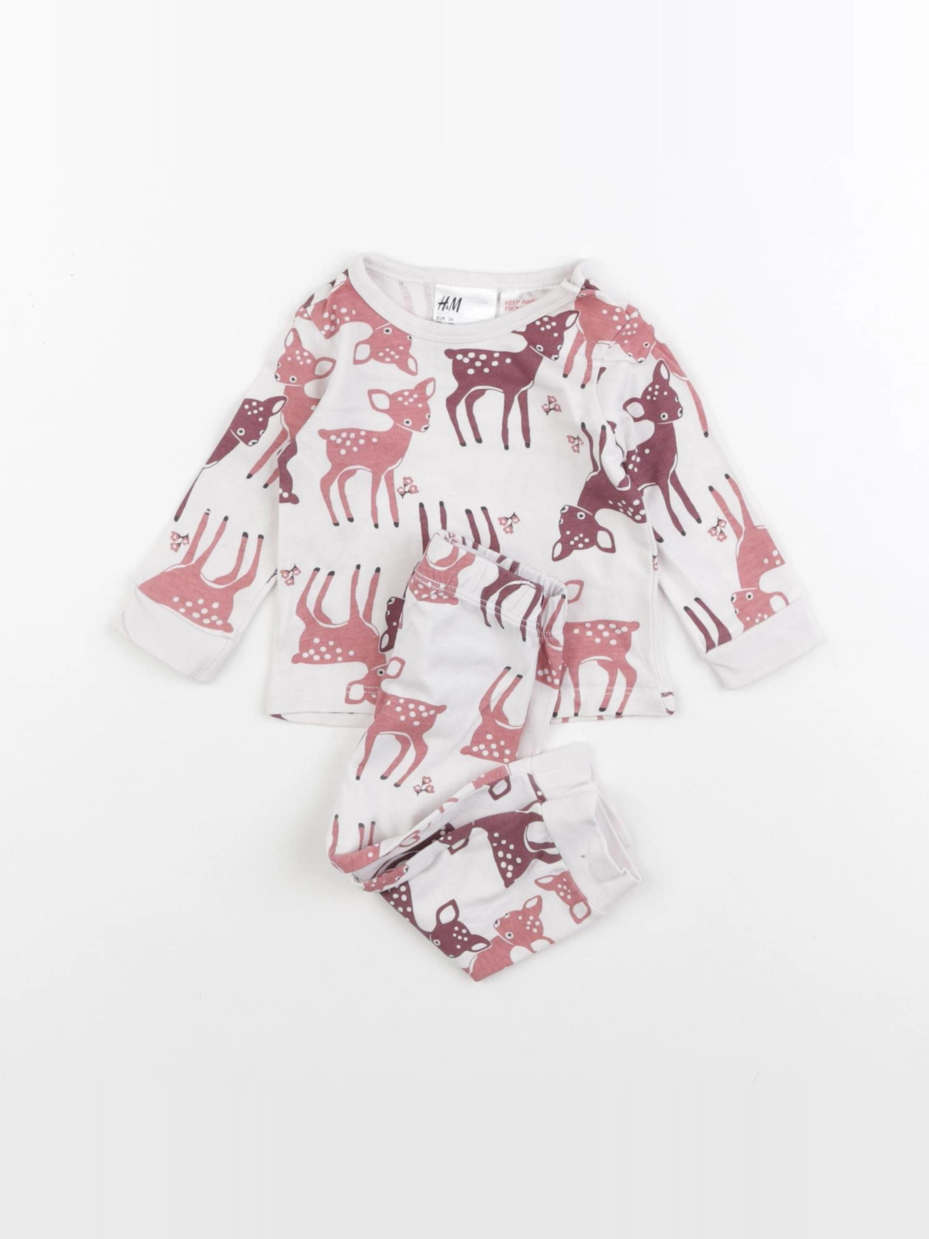 H&M - pyjama coton rose - 1/2 mois