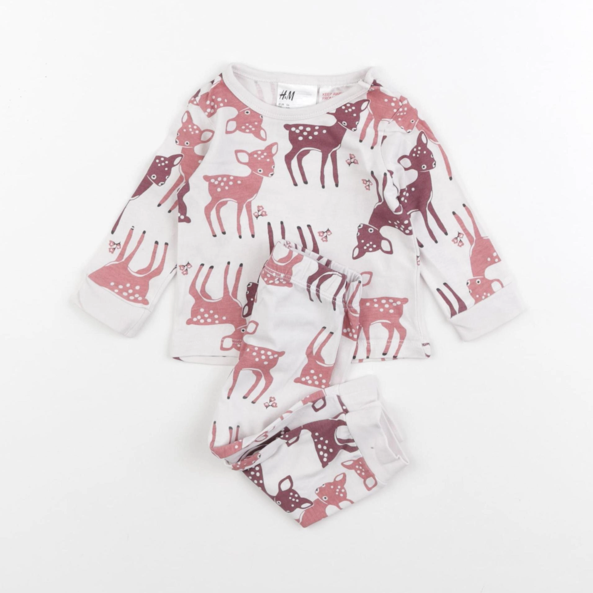 H&M - pyjama coton rose - 1/2 mois