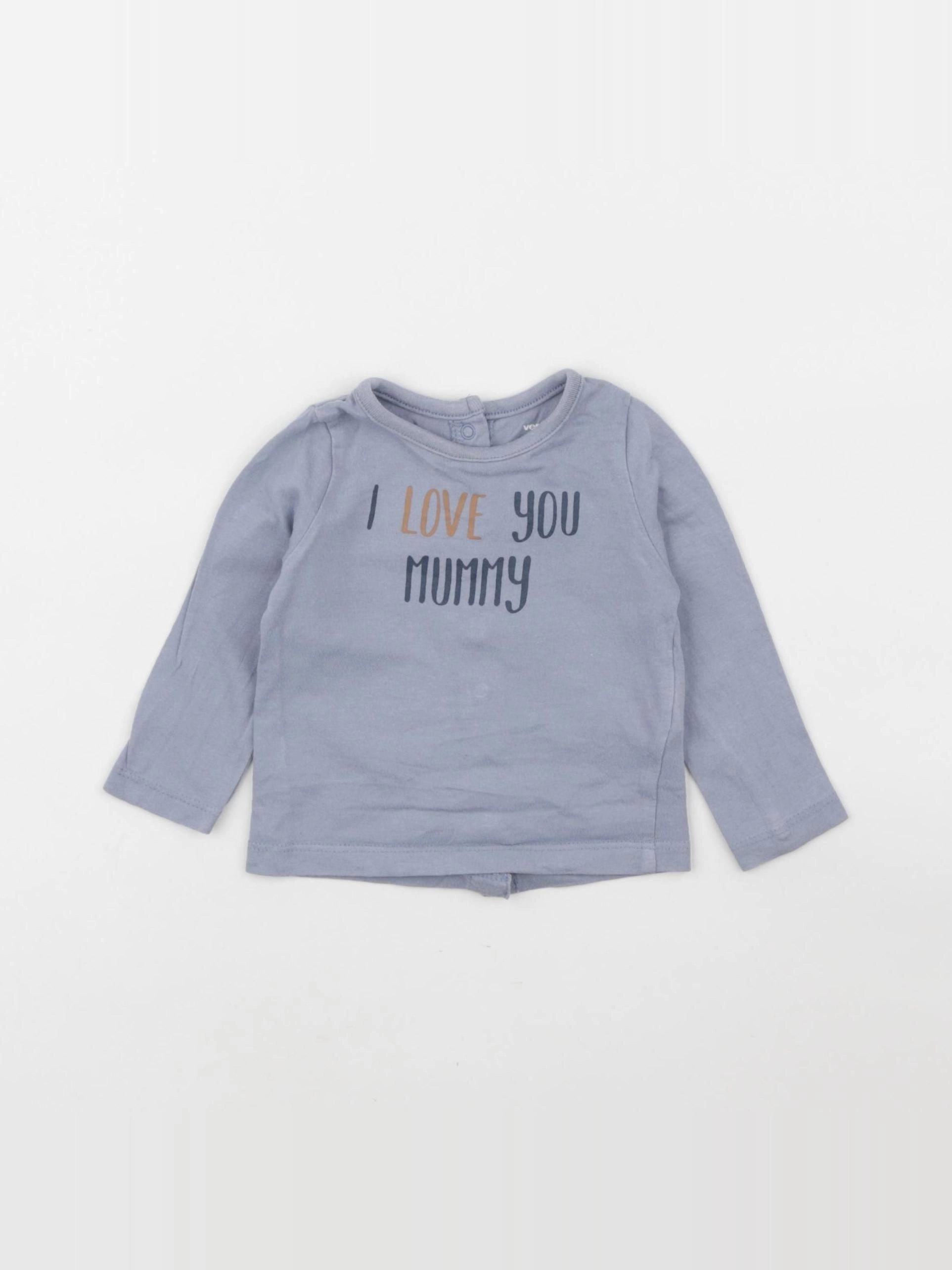 Vertbaudet - tee-shirt bleu - 3 mois