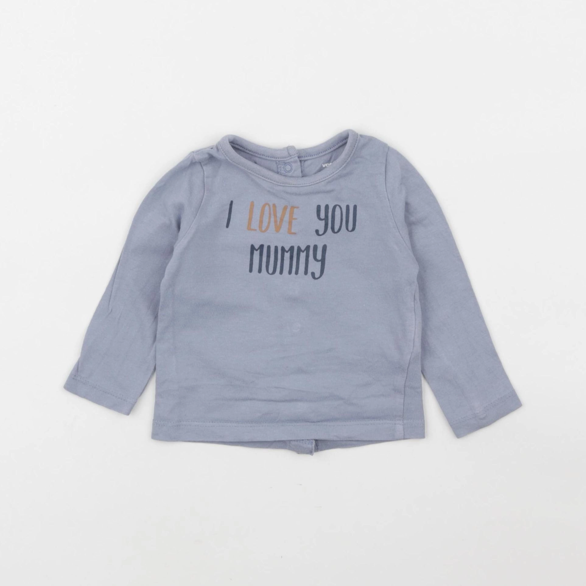 Vertbaudet - tee-shirt bleu - 3 mois