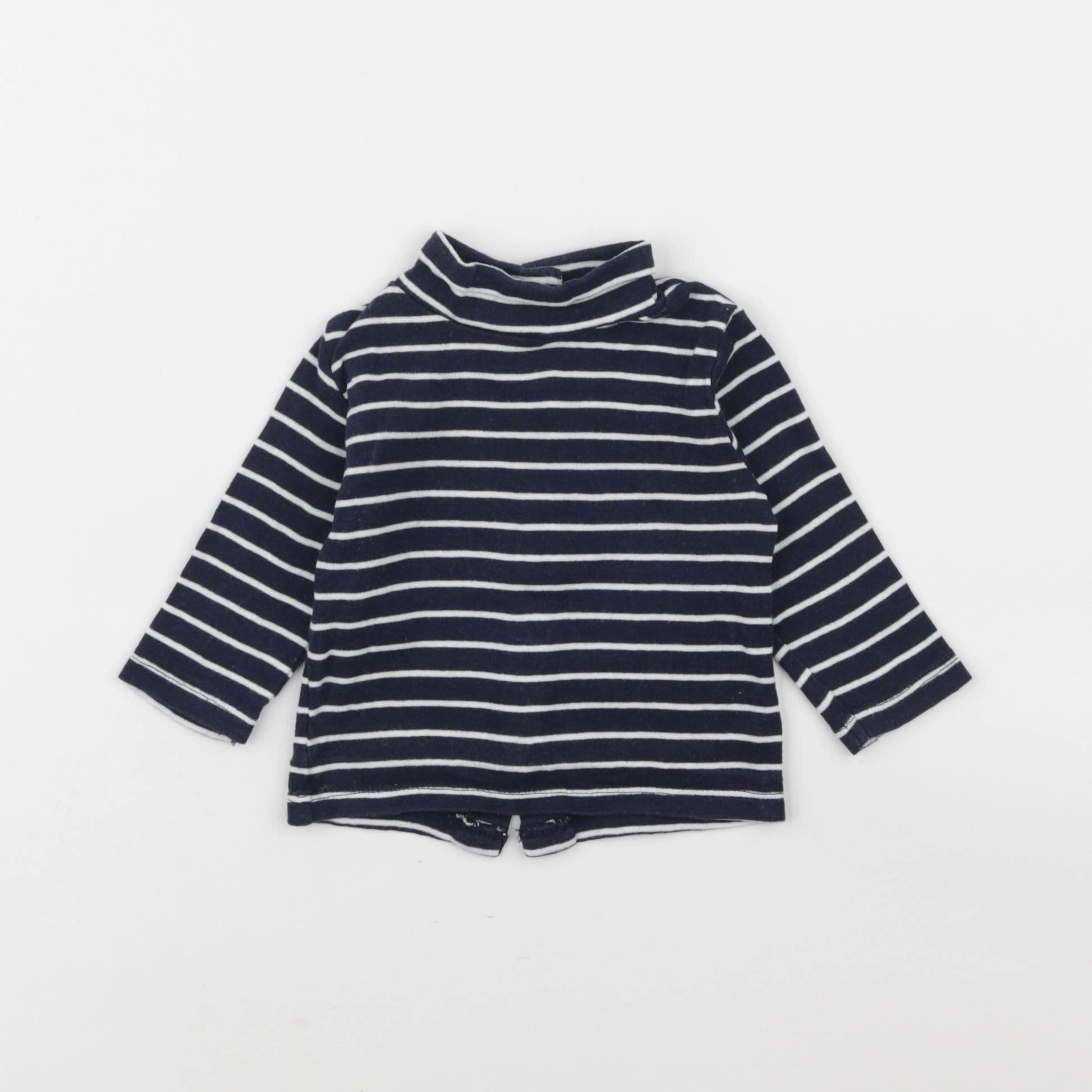 Vertbaudet - sous-pull bleu, blanc - 3 mois