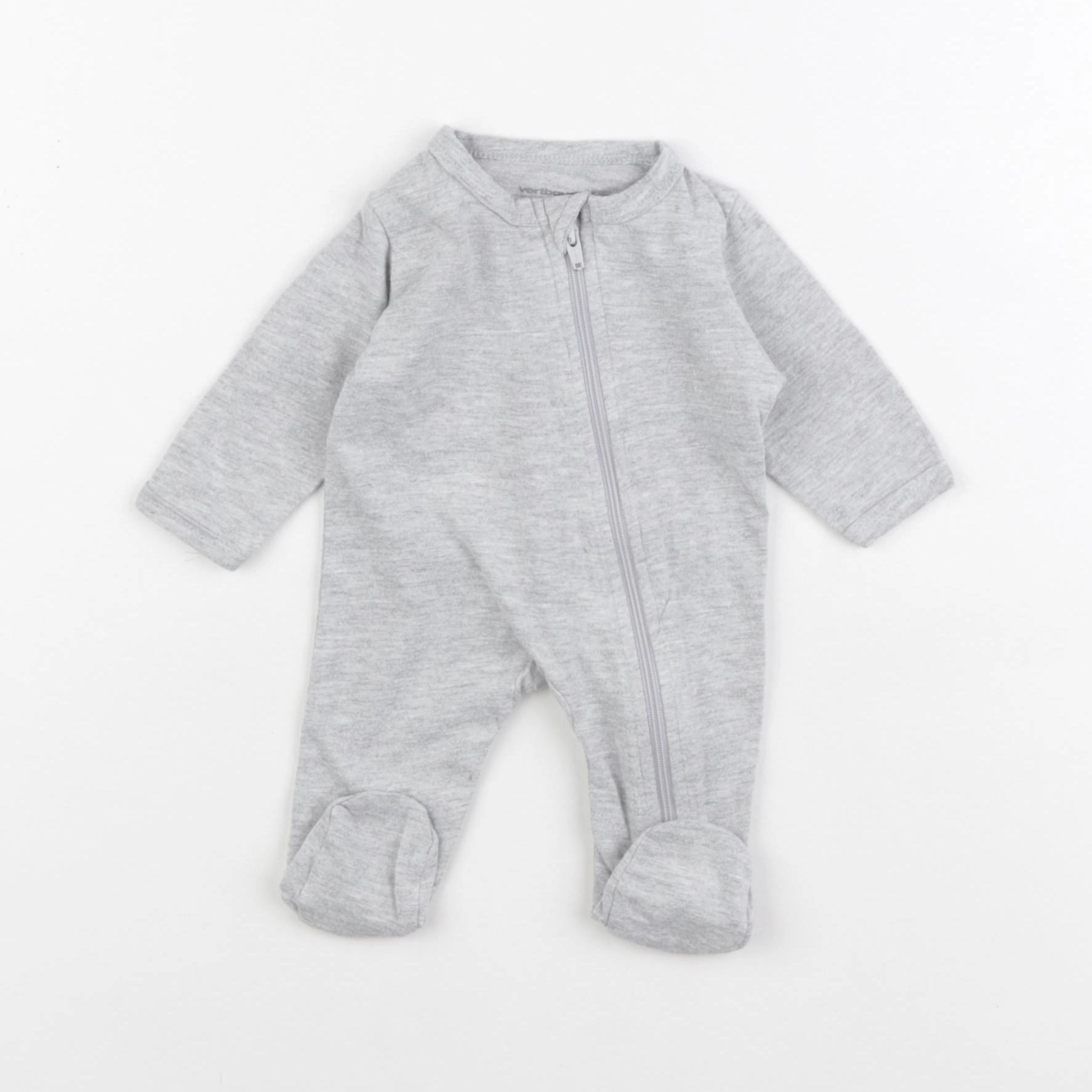Vertbaudet - pyjama coton gris - 0 mois