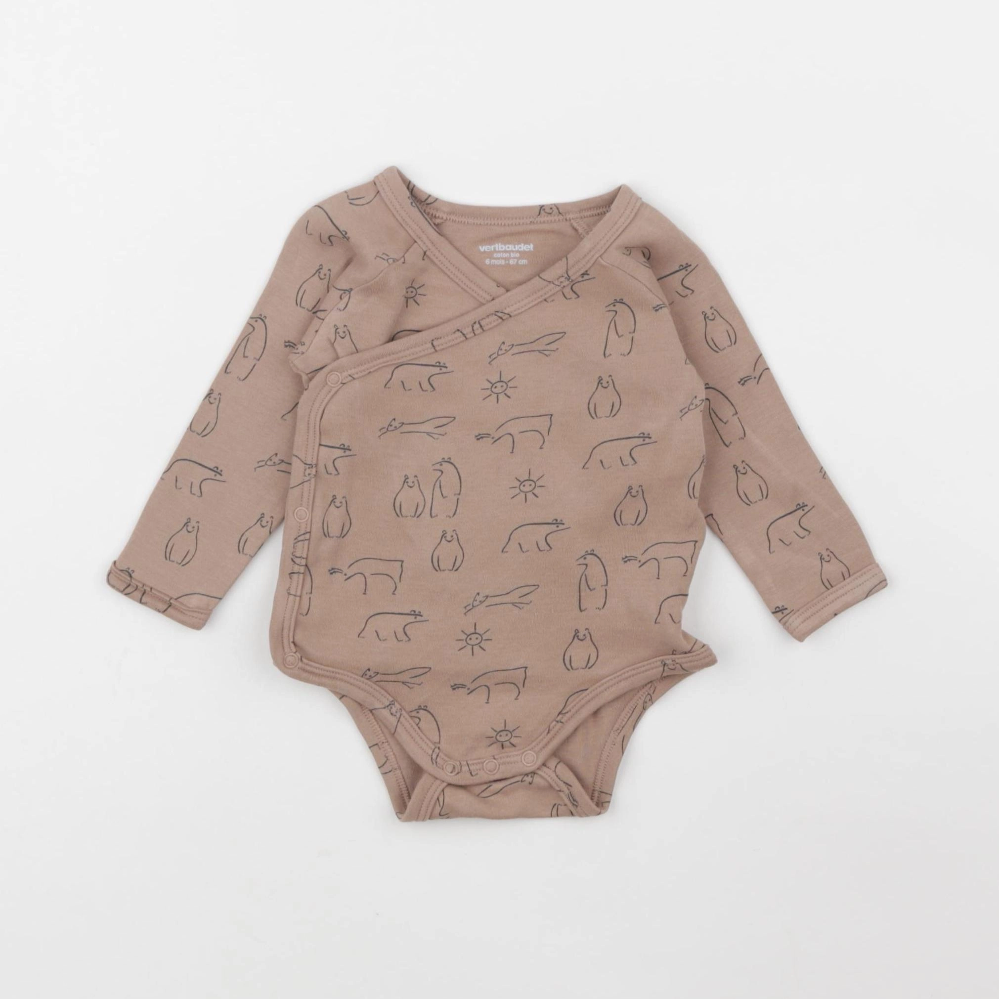 Vertbaudet - body beige - 6 mois
