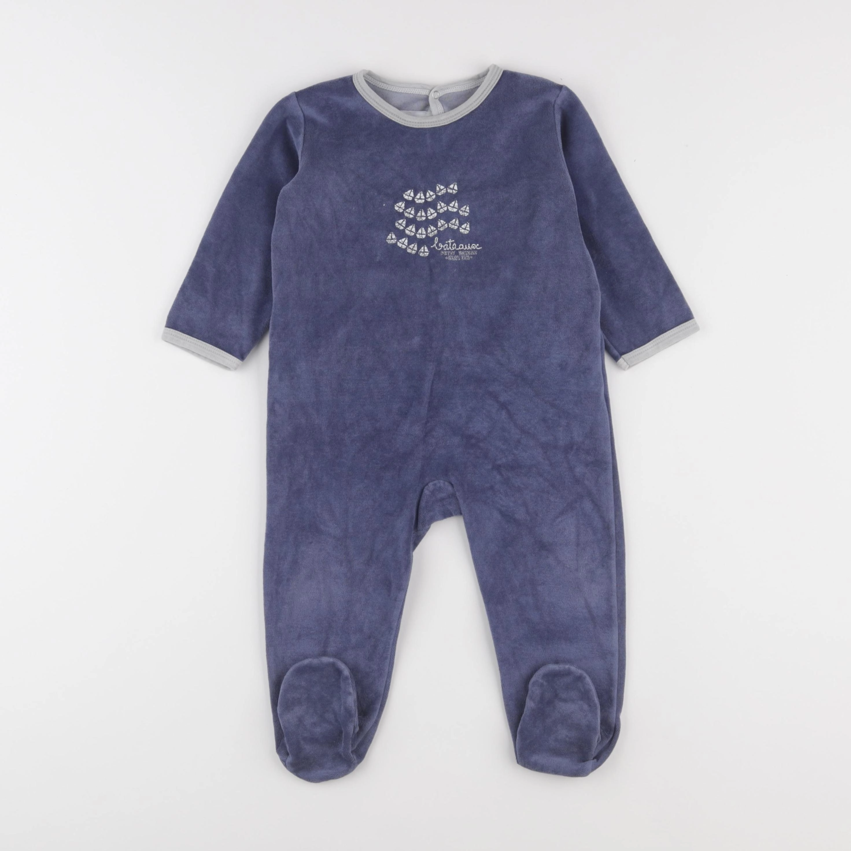 Petit Bateau - pyjama velours bleu - 18 mois