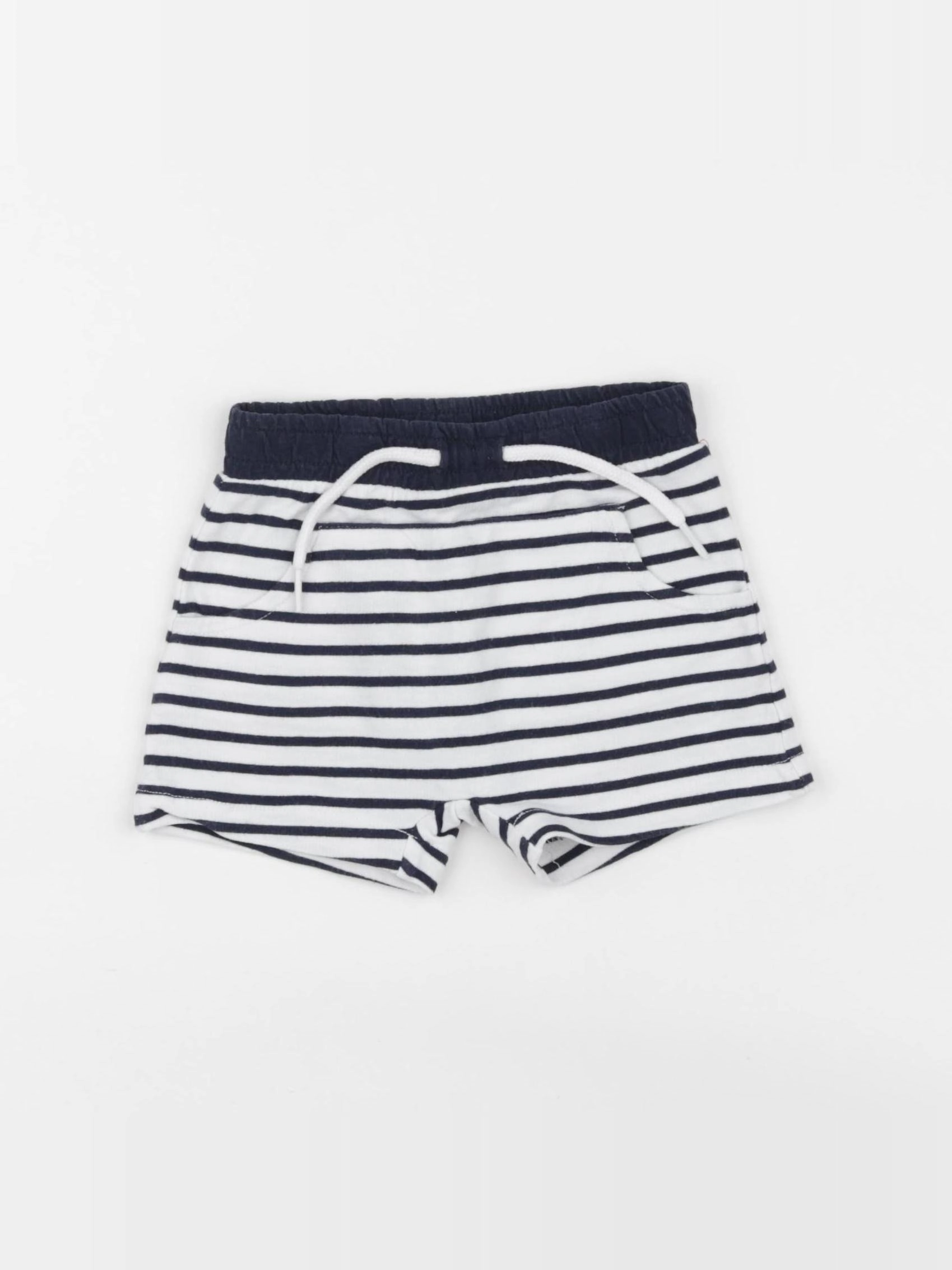 Vertbaudet - short blanc, bleu - 12 mois