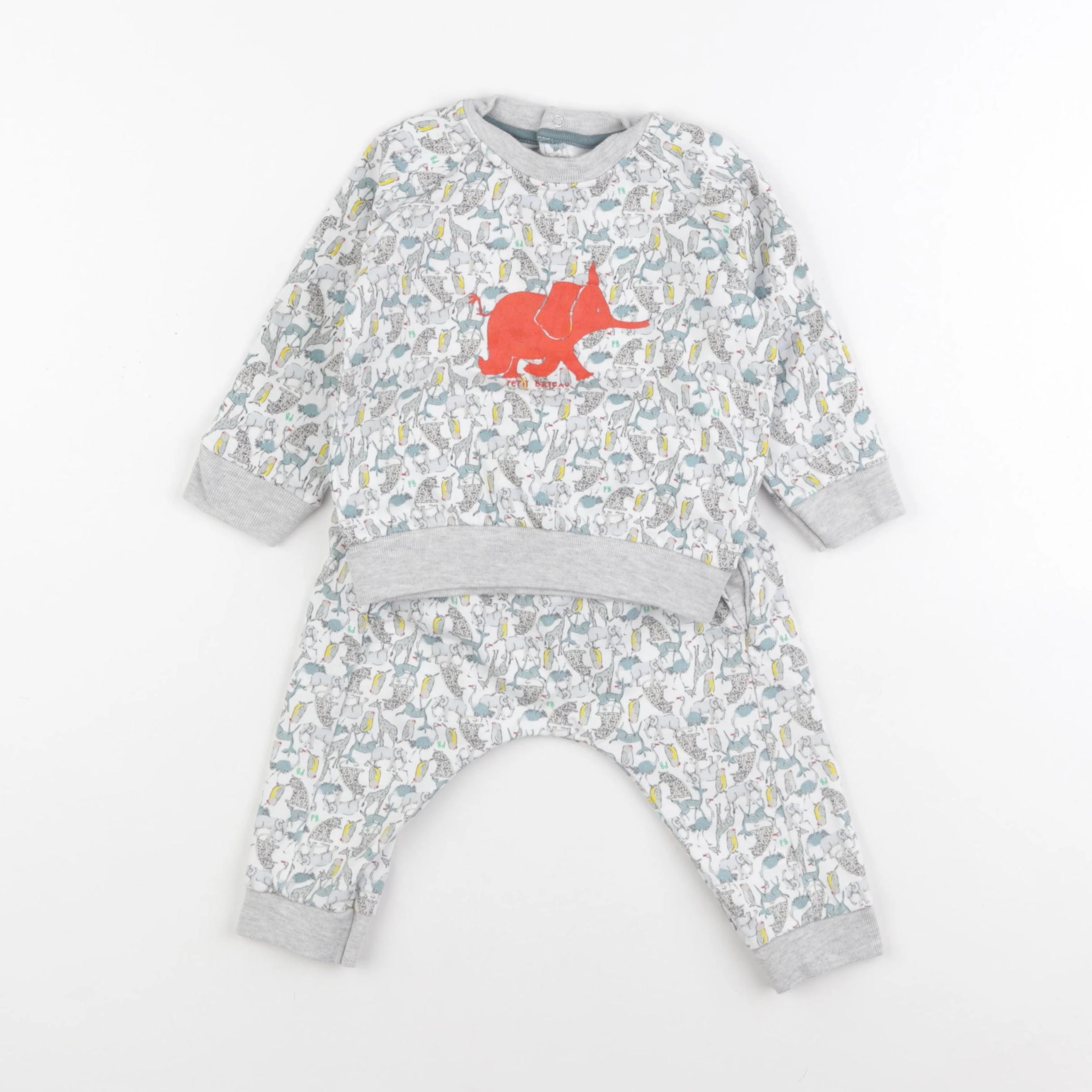 Petit Bateau - ensemble gris - 12 mois